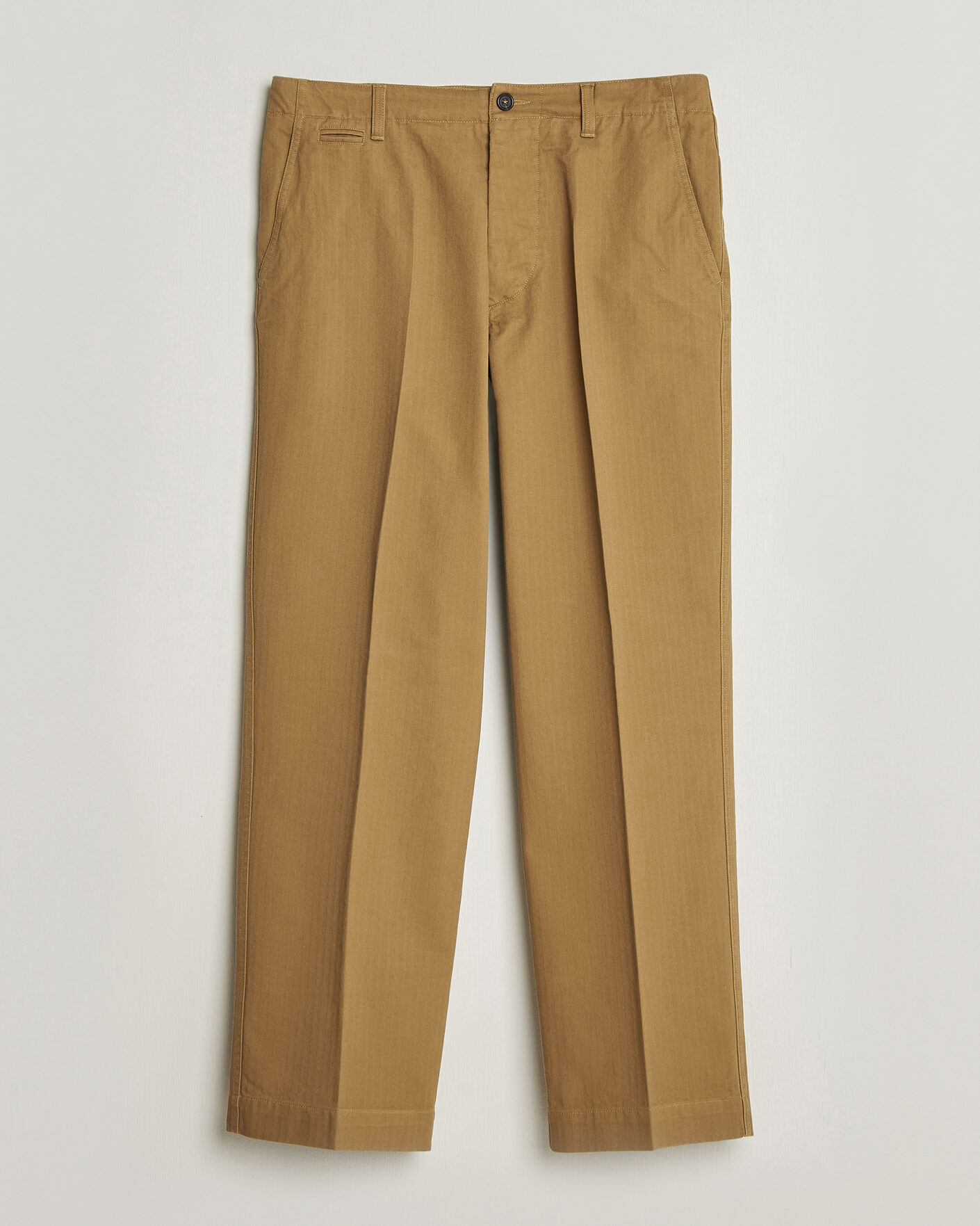 Herr | Byxor | Drake's | Herringbone Wide Leg Chino Khaki