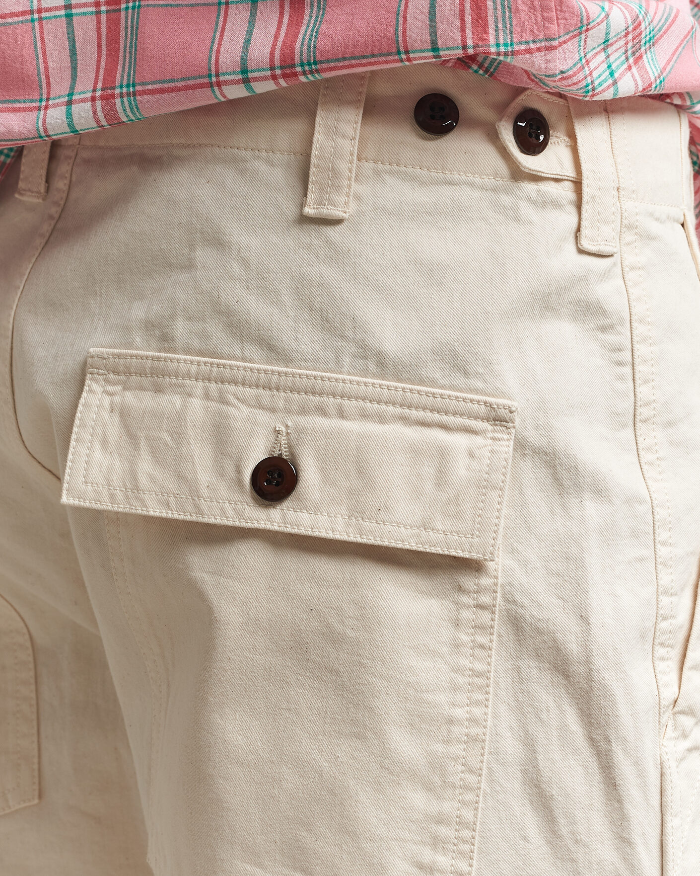 Herr | Byxor | Drake's | Twill Fatigue Trousers Ecru