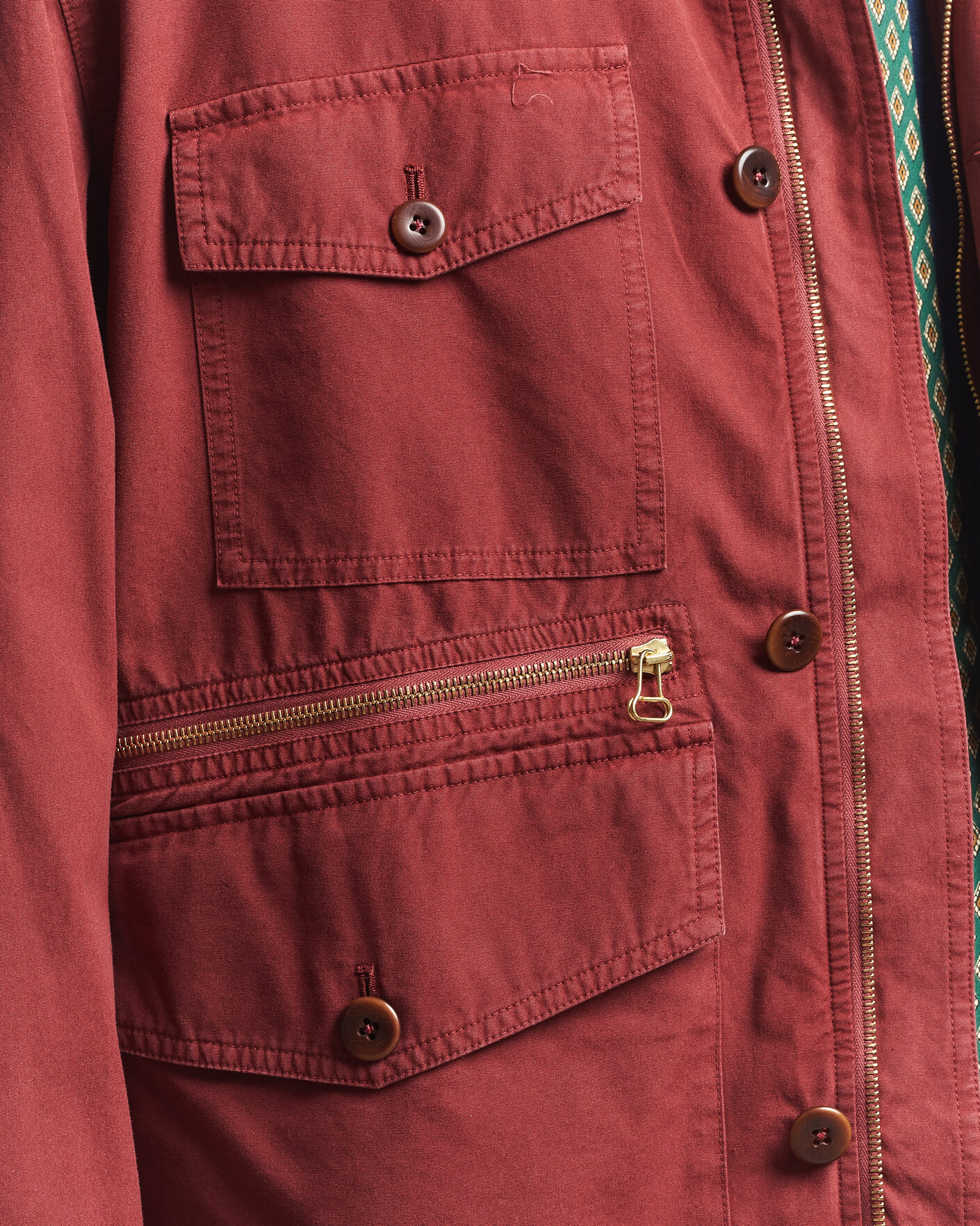Herr | Jackor | Drake's | Hiking Jacket Washed Red