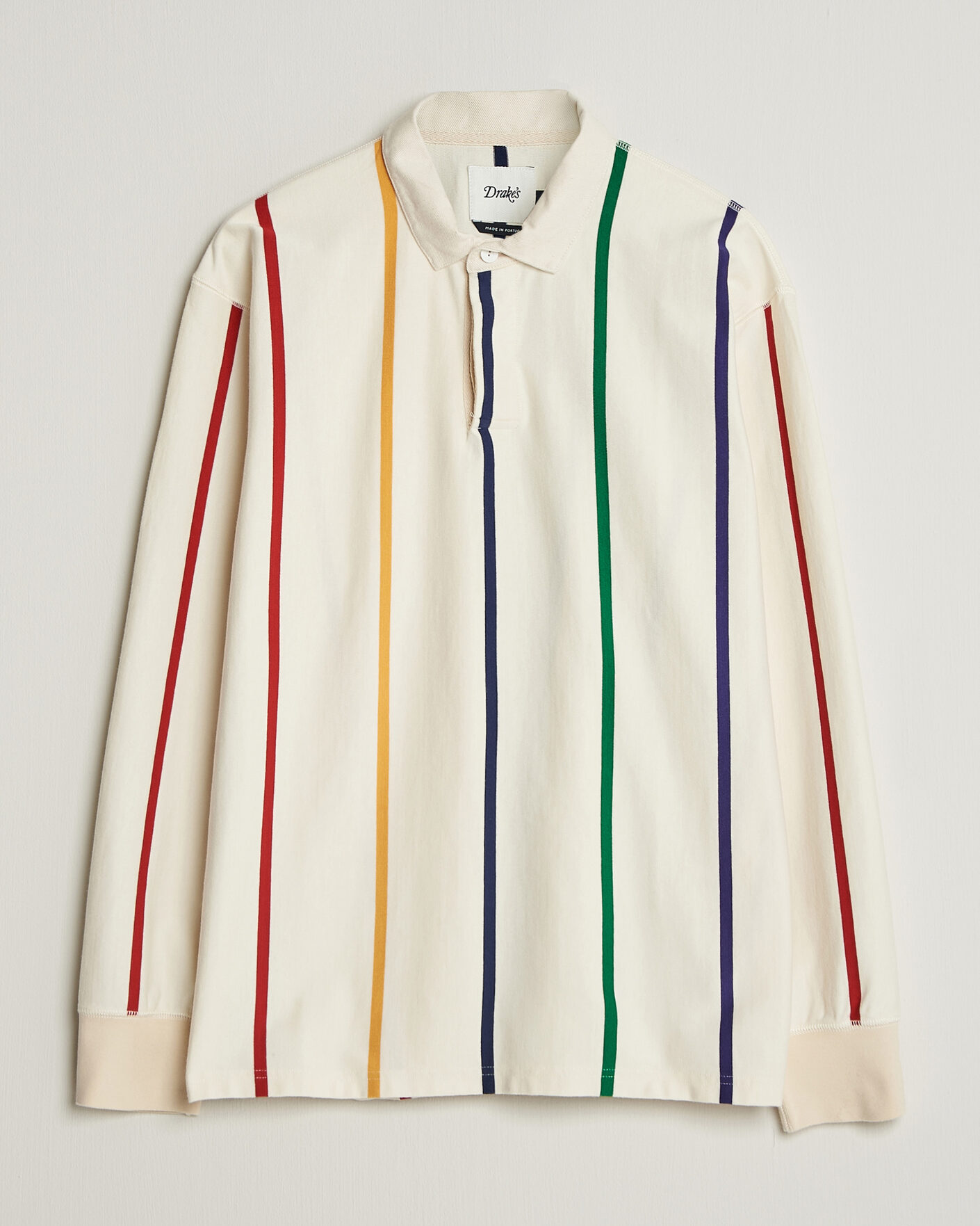 Herr | Tröjor | Drake's | Colourful Vertical Stripe Rugby White