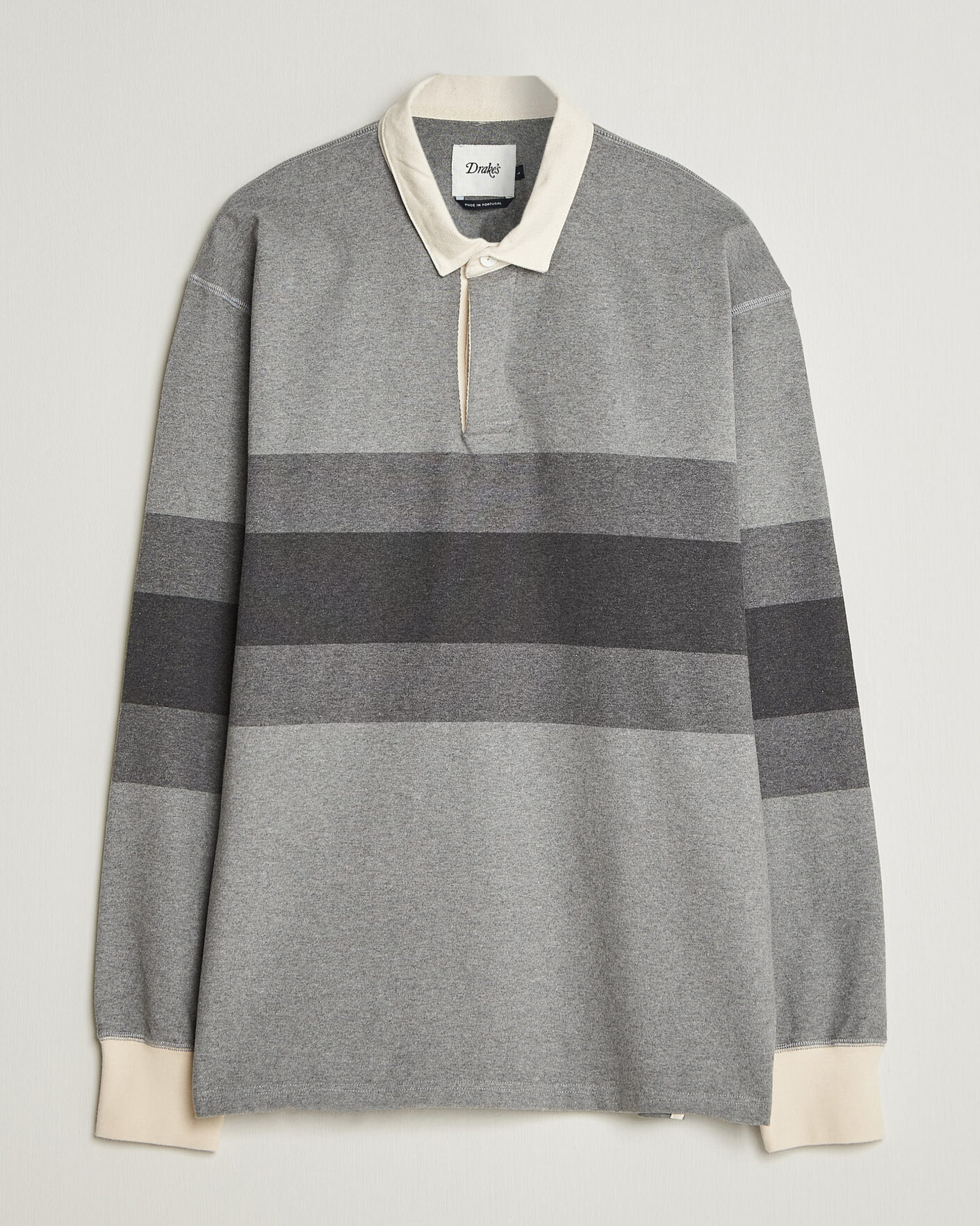 Herr | Tröjor | Drake's | Melange Stripe Rugby Grey