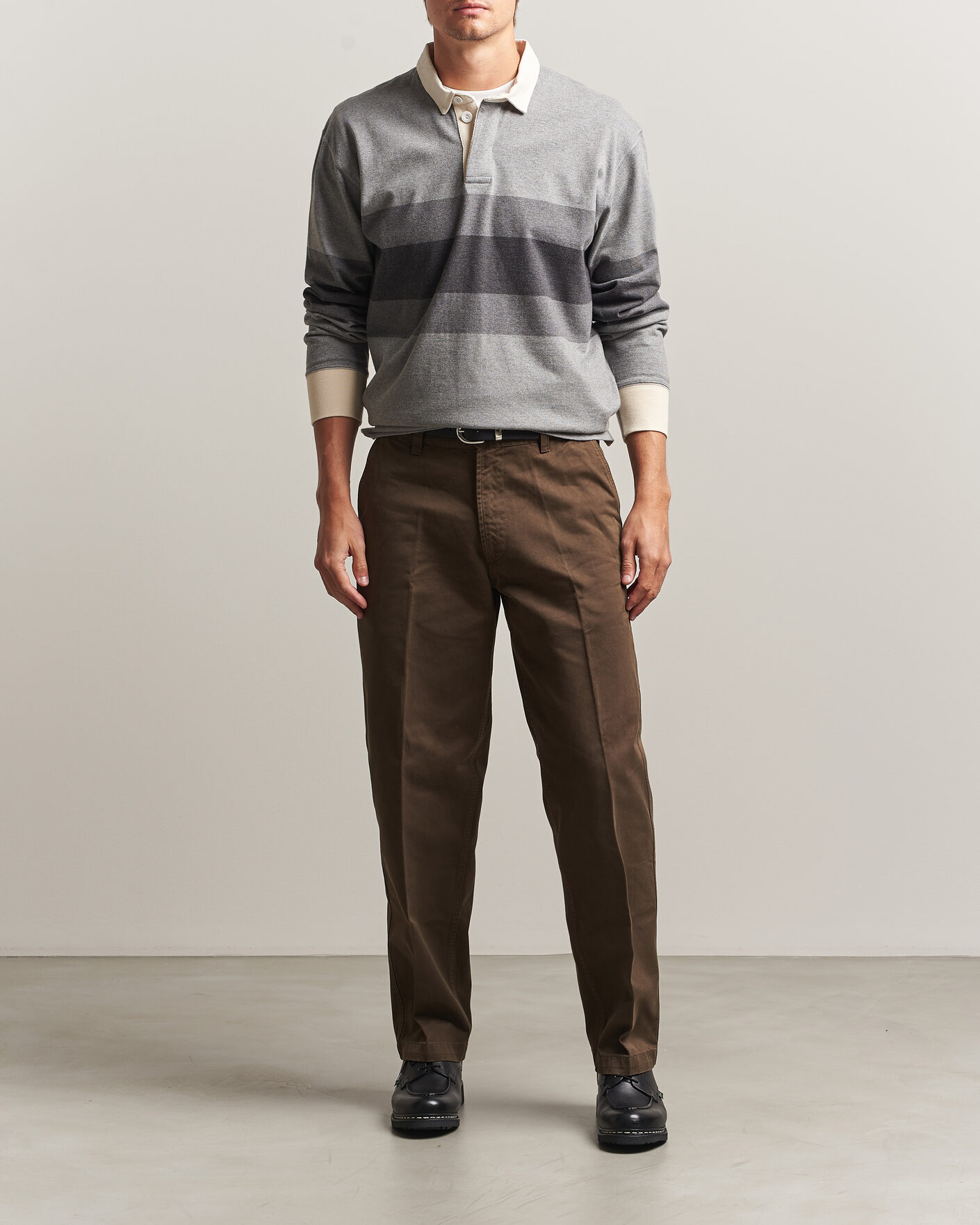 Herr | Tröjor | Drake's | Melange Stripe Rugby Grey