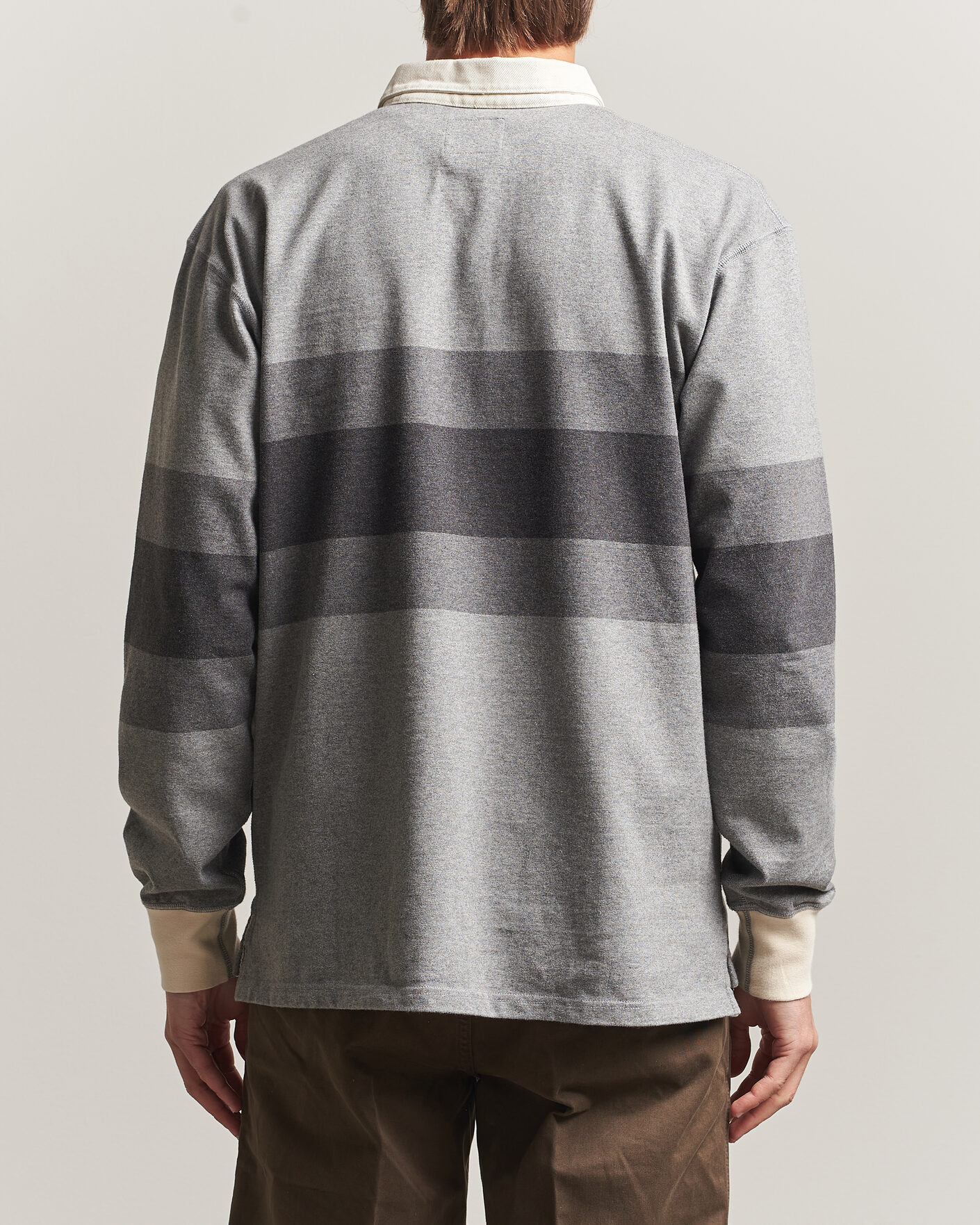 Herr | Tröjor | Drake's | Melange Stripe Rugby Grey