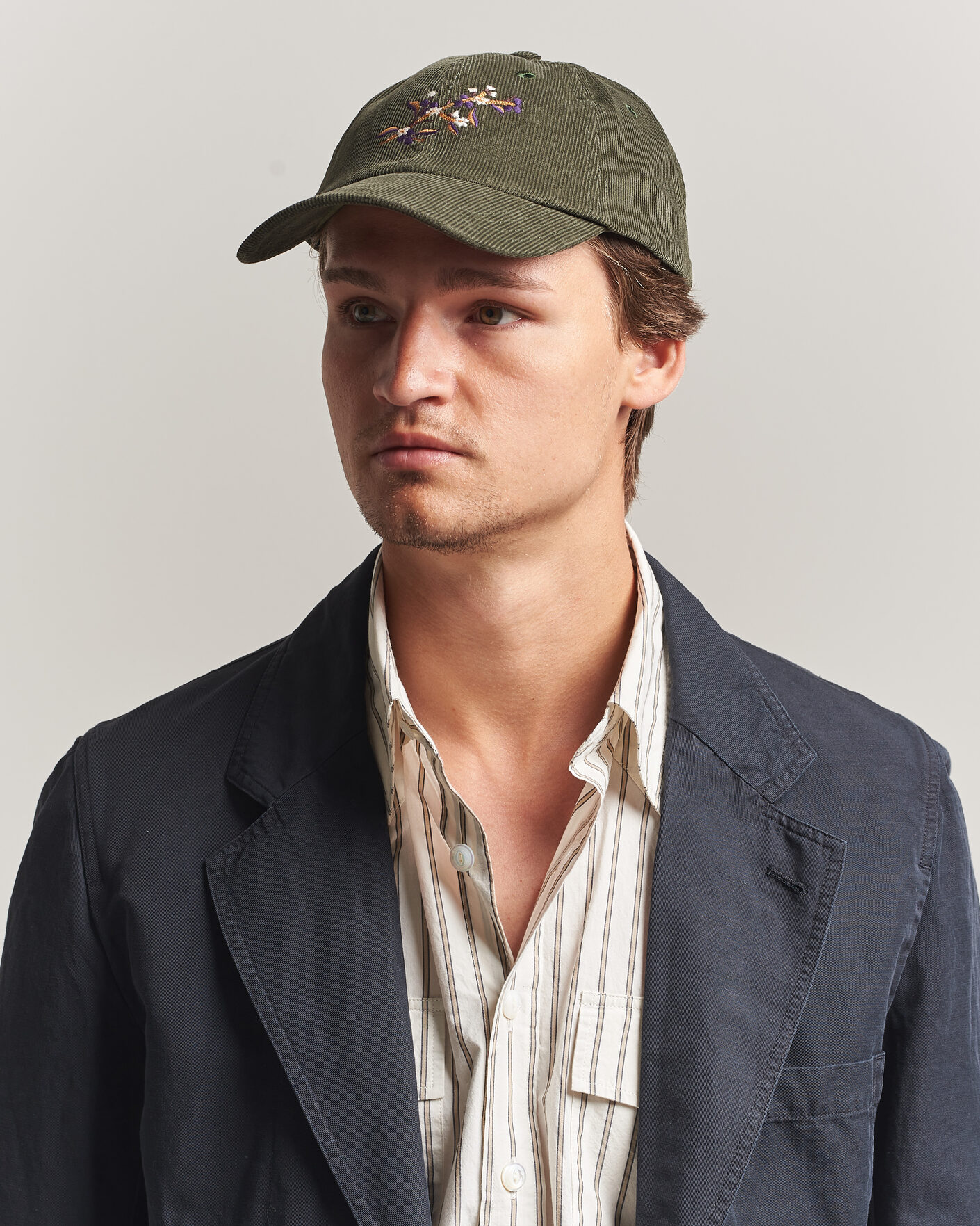 Herr | Hattar & kepsar | Drake's | Blackthron Needlecord Baseball Cap Olive