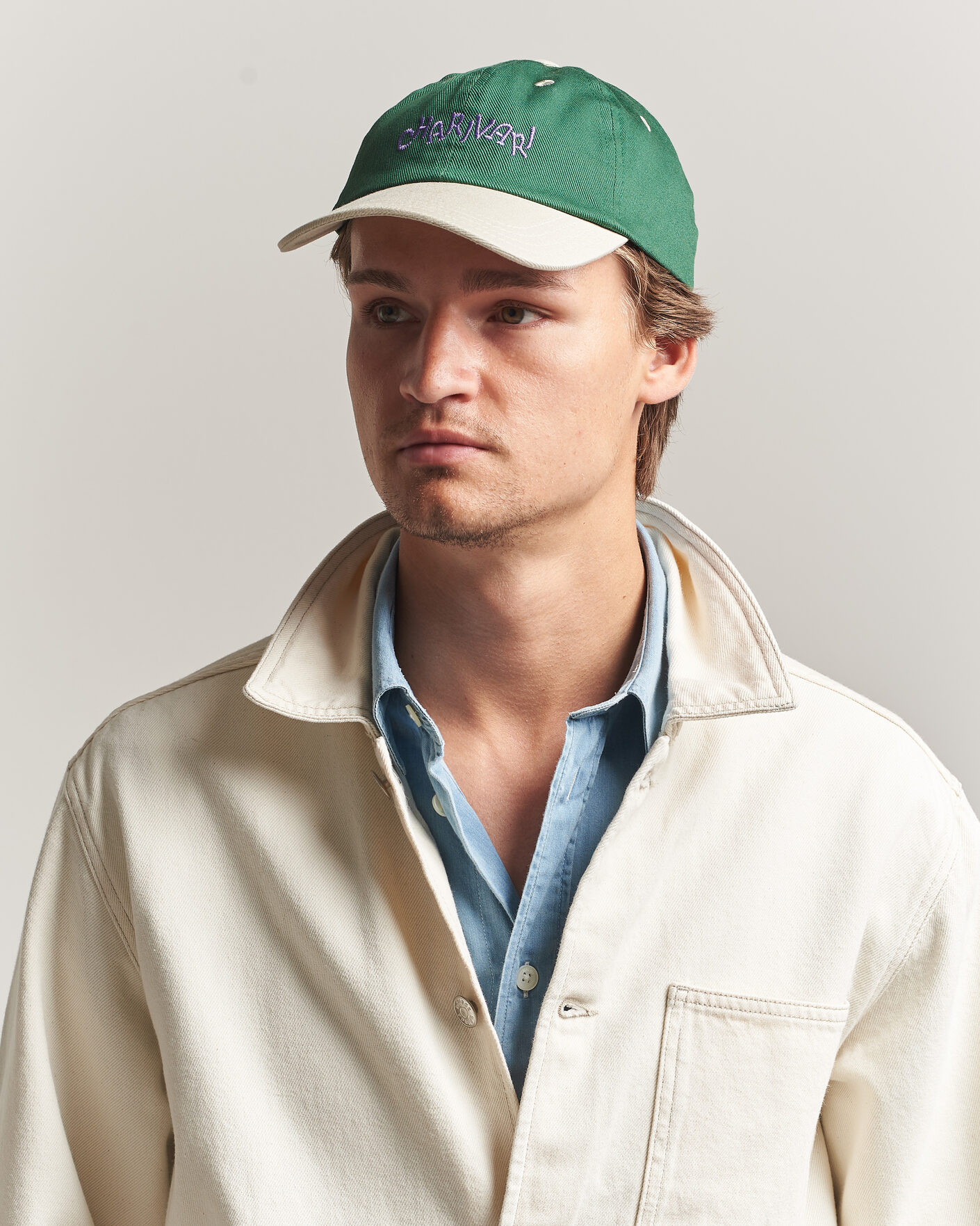 Herr | Hattar & kepsar | Drake's | Charivari Twill Baseball Cap Green/Ecru