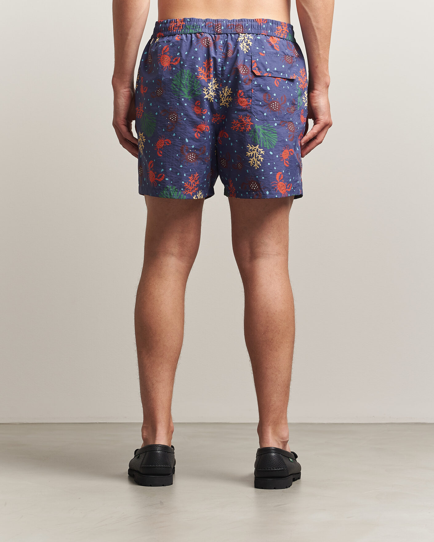 Herr | Badbyxor | Drake's | Crabs Drawstring Swimshorts Blue