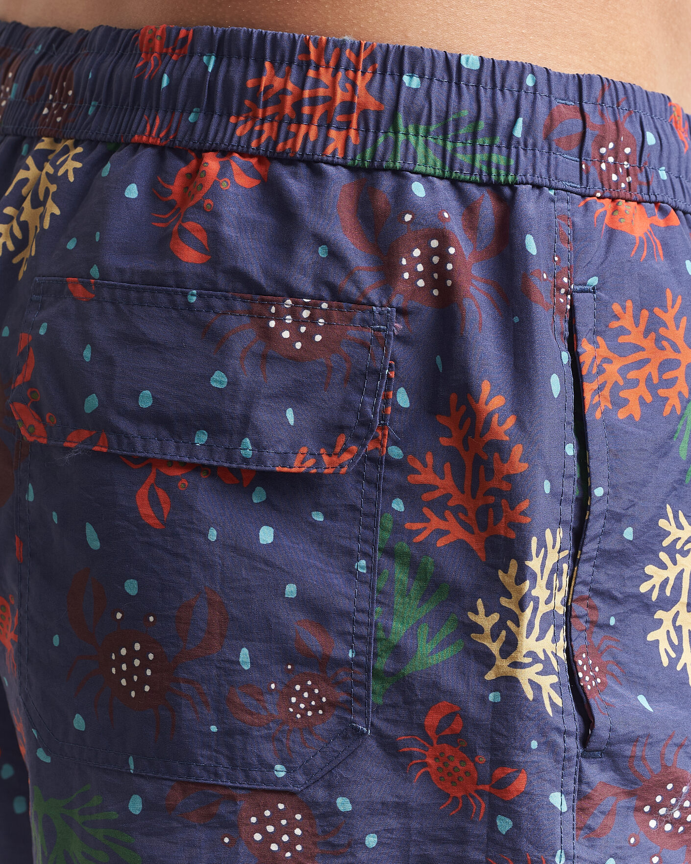 Herr | Badbyxor | Drake's | Crabs Drawstring Swimshorts Blue