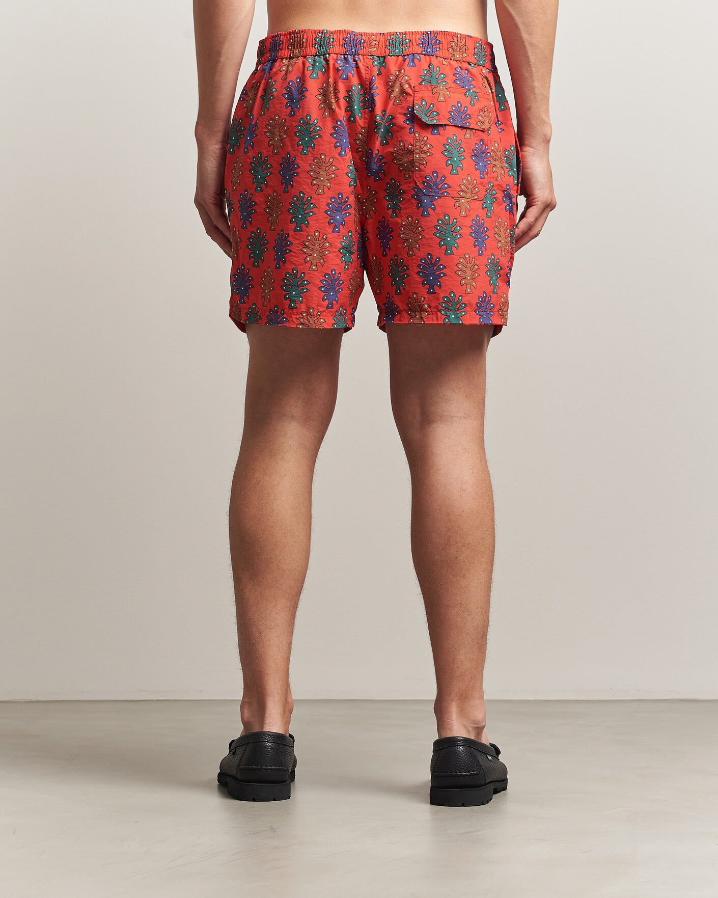 Herr | Badbyxor | Drake's | Trees Drawstring Swimshorts Tomato
