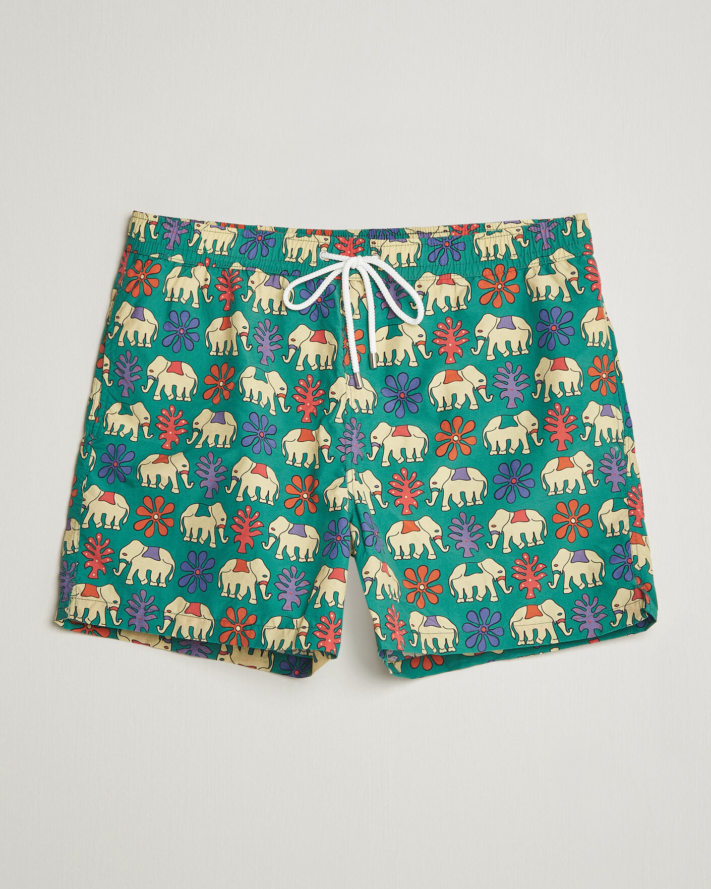 Herr | Badbyxor | Drake's | Elephants Drawstring Swimshorts Green
