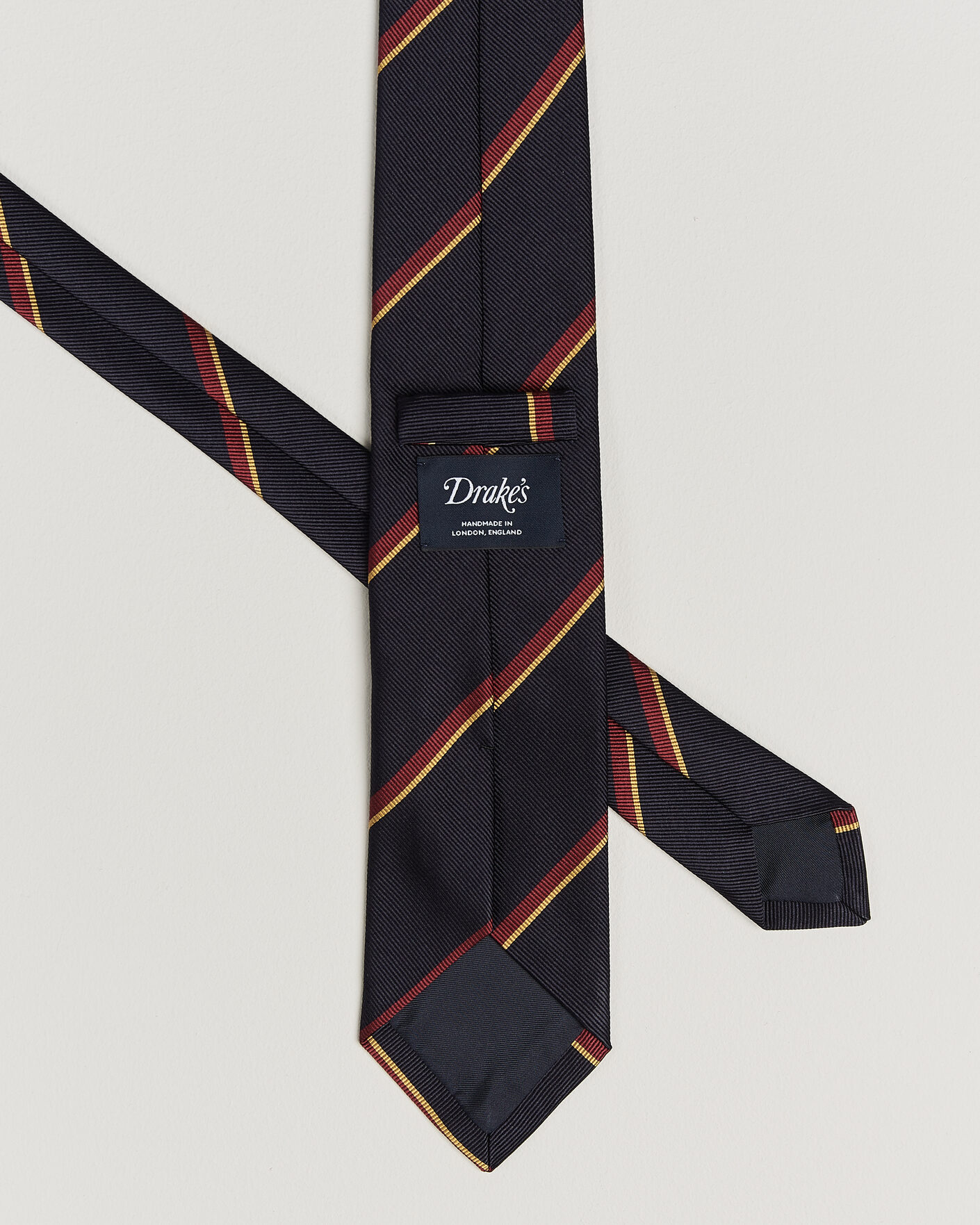 Herr | Slipsar | Drake's | Regimental Stripe Reppe Tie Navy