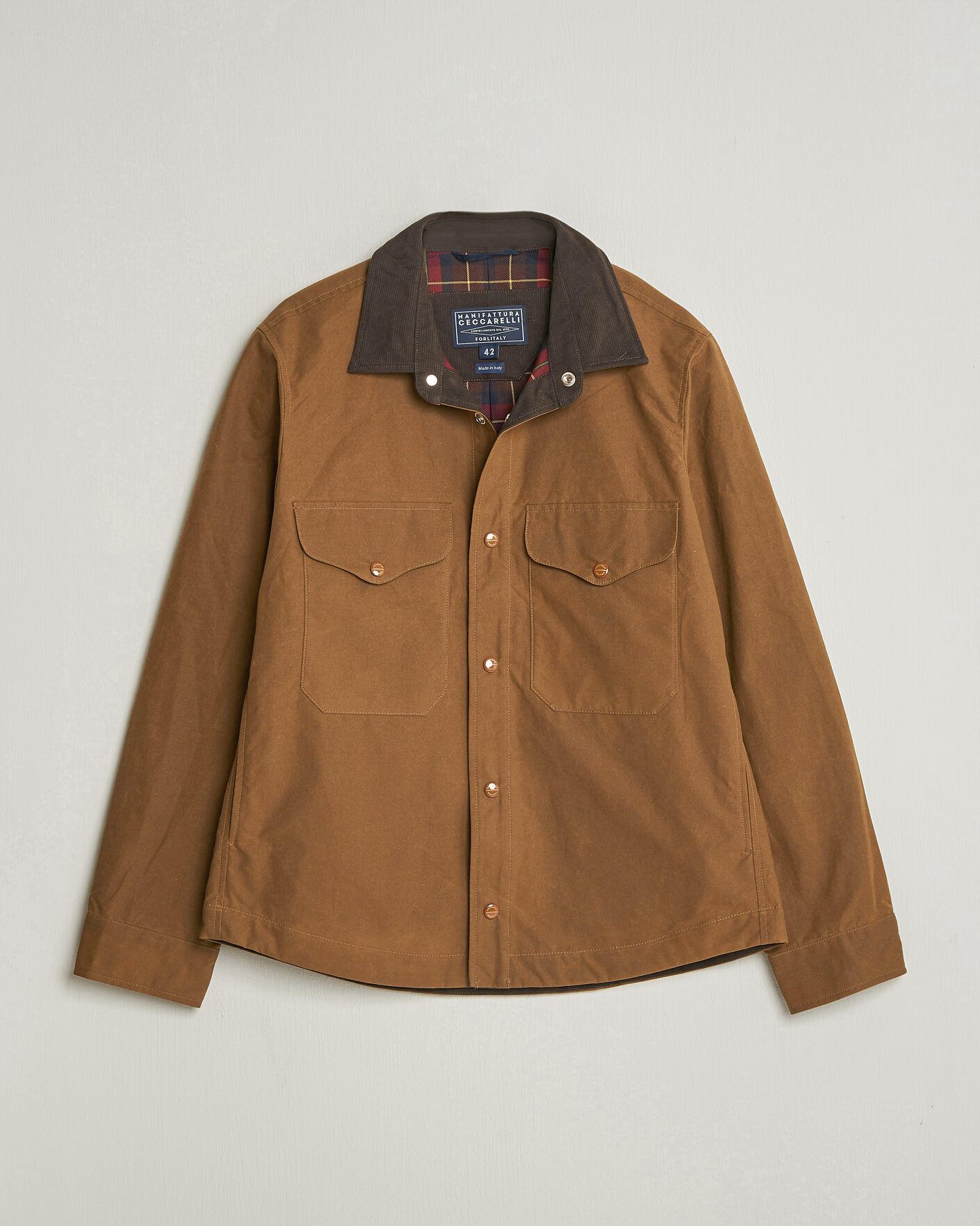 Herr | Jackor | Manifattura Ceccarelli | Dry Wax Heavy Shirt Jacket Dark Tan