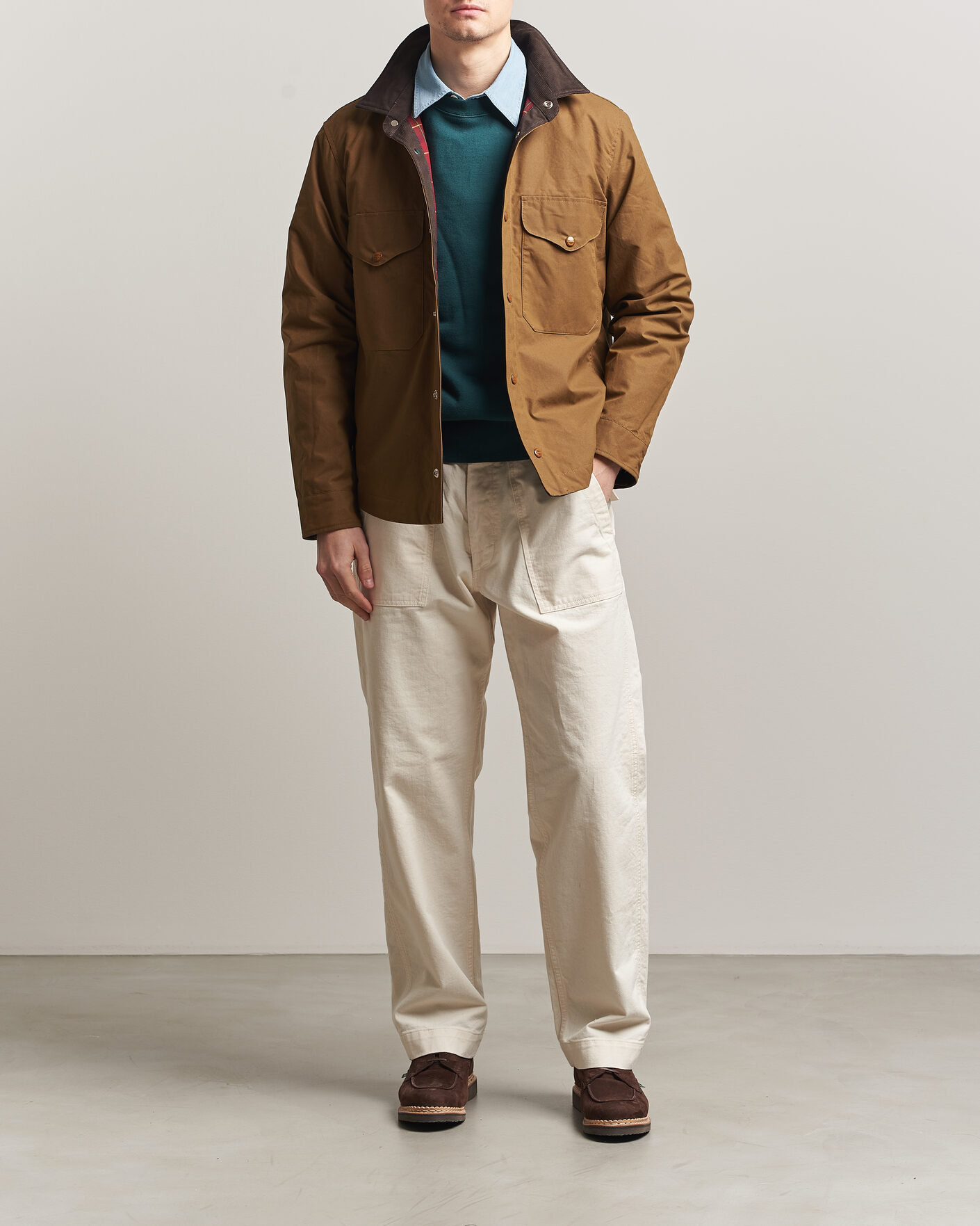 Herr | Jackor | Manifattura Ceccarelli | Dry Wax Heavy Shirt Jacket Dark Tan