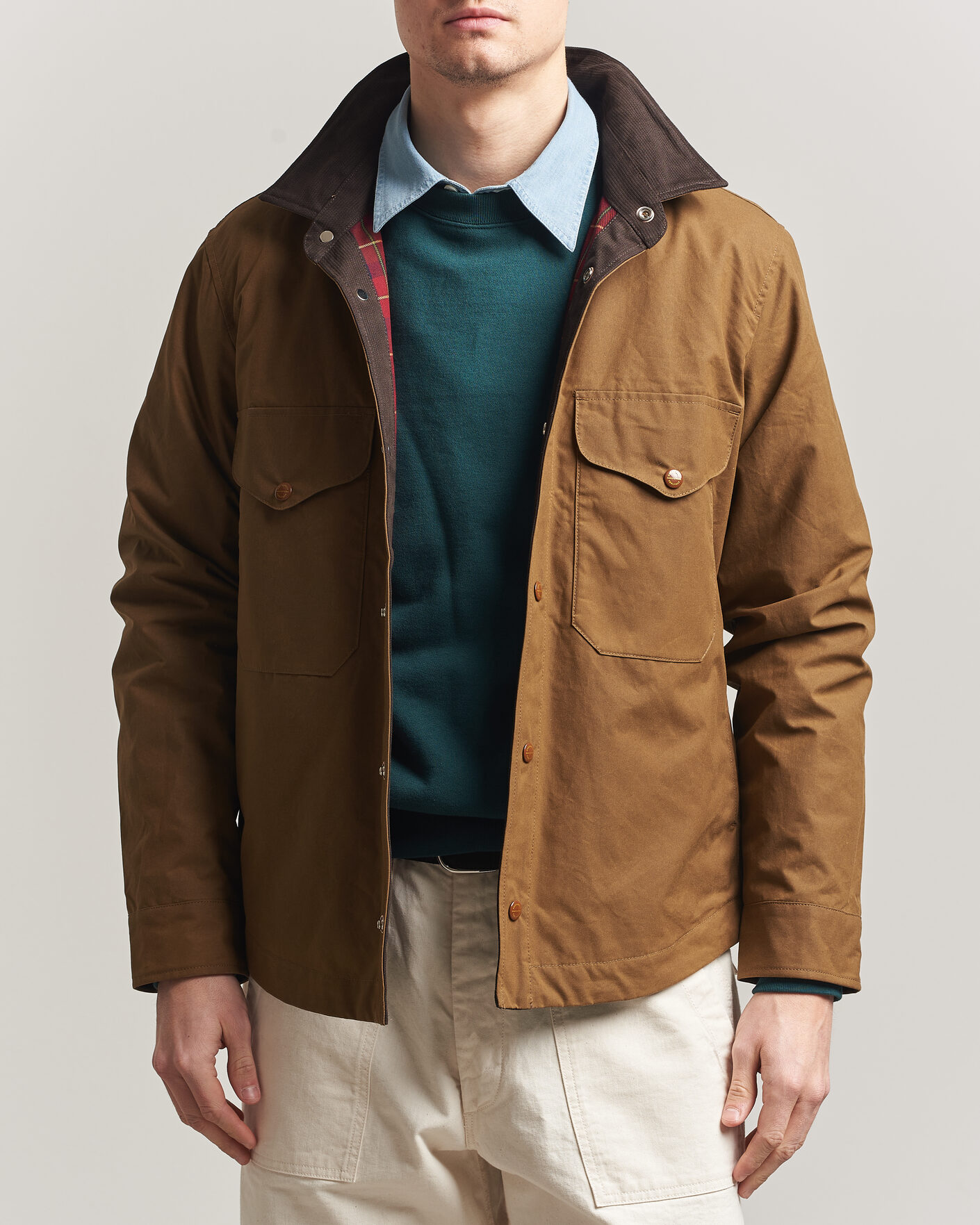 Herr | Jackor | Manifattura Ceccarelli | Dry Wax Heavy Shirt Jacket Dark Tan