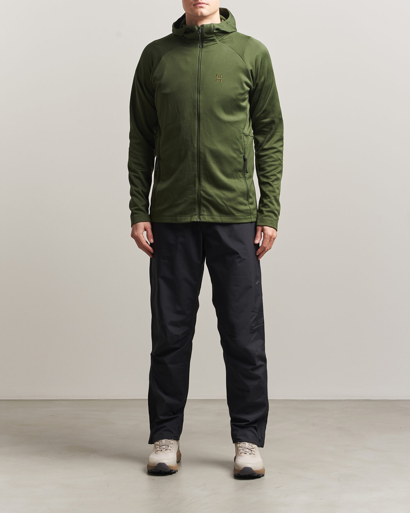 Herr | Tröjor | Haglöfs | Korp Mid Fleece Hood Seaweed Green