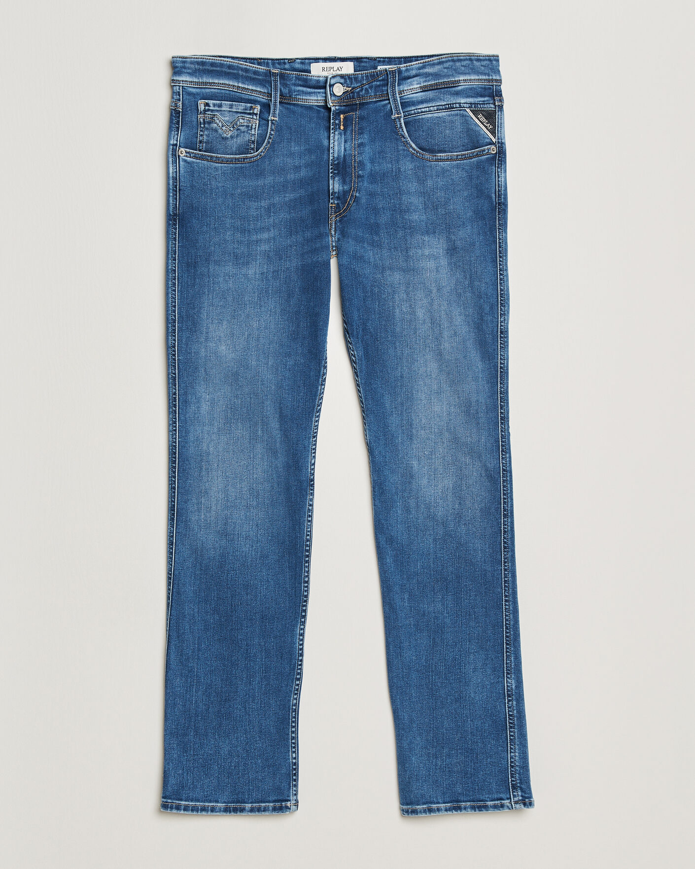 Herr | Byxor | Replay | Anbass Powerstretch Jeans Medium Blue