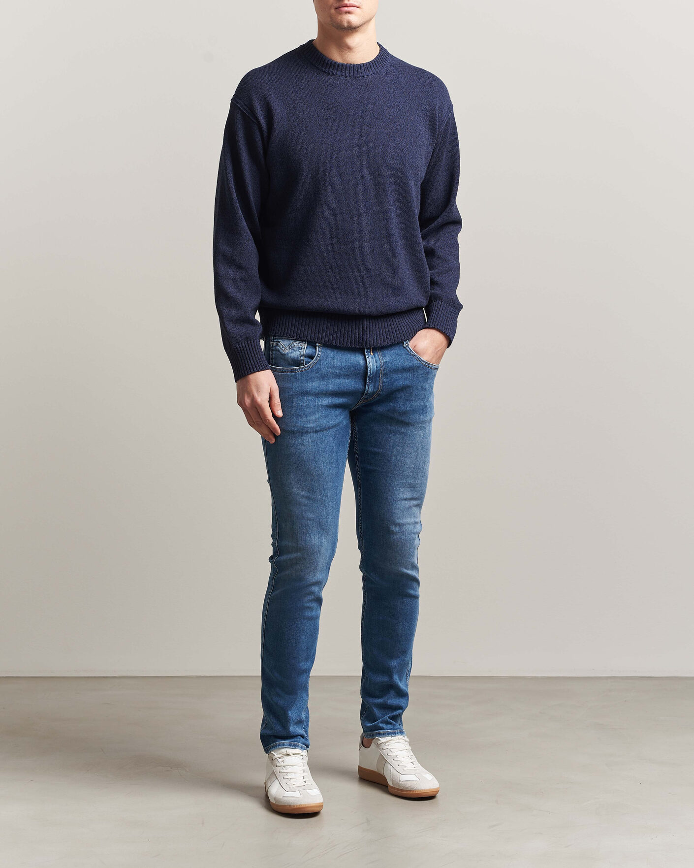 Herr | Byxor | Replay | Anbass Powerstretch Jeans Medium Blue