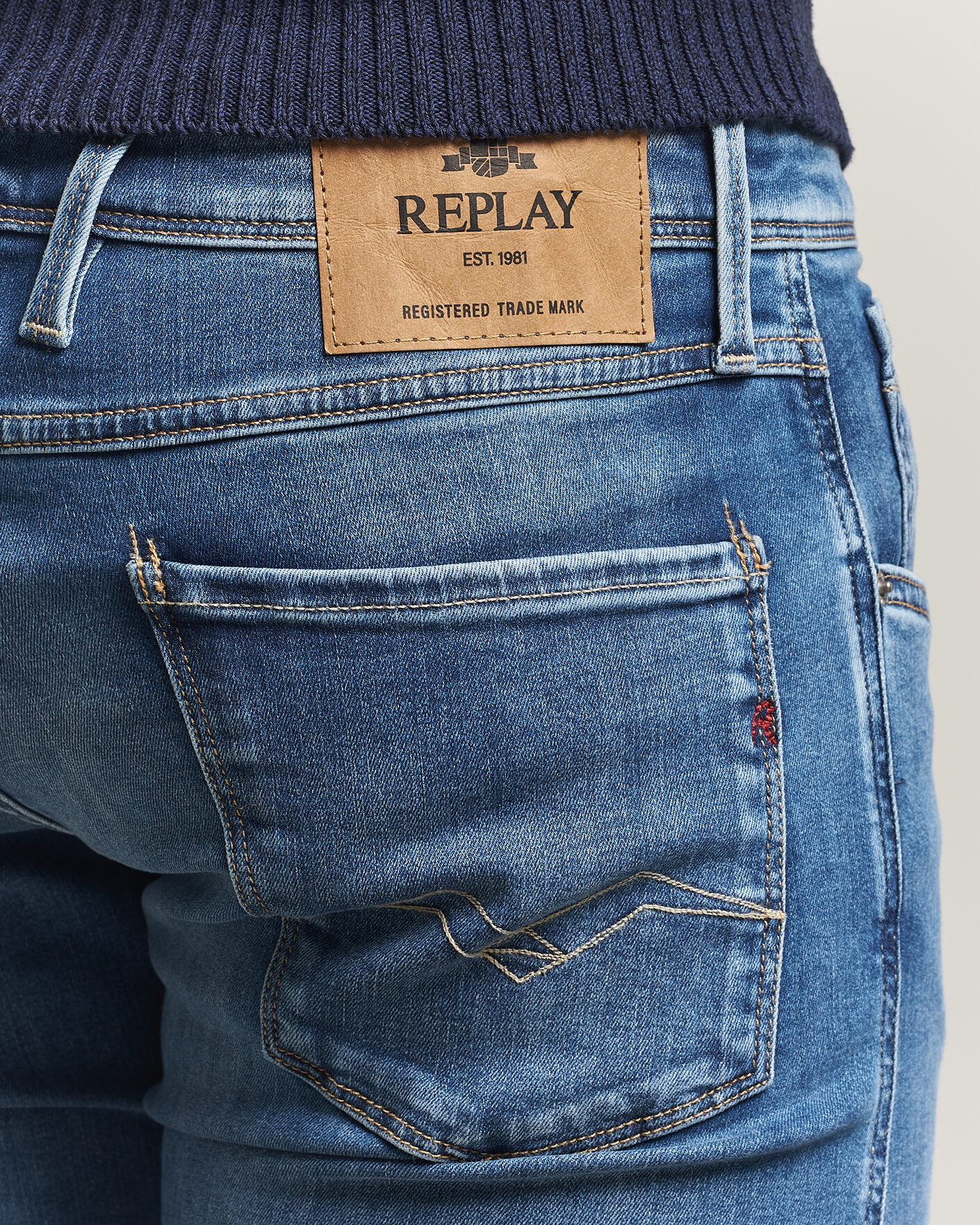 Herr | Byxor | Replay | Anbass Powerstretch Jeans Medium Blue