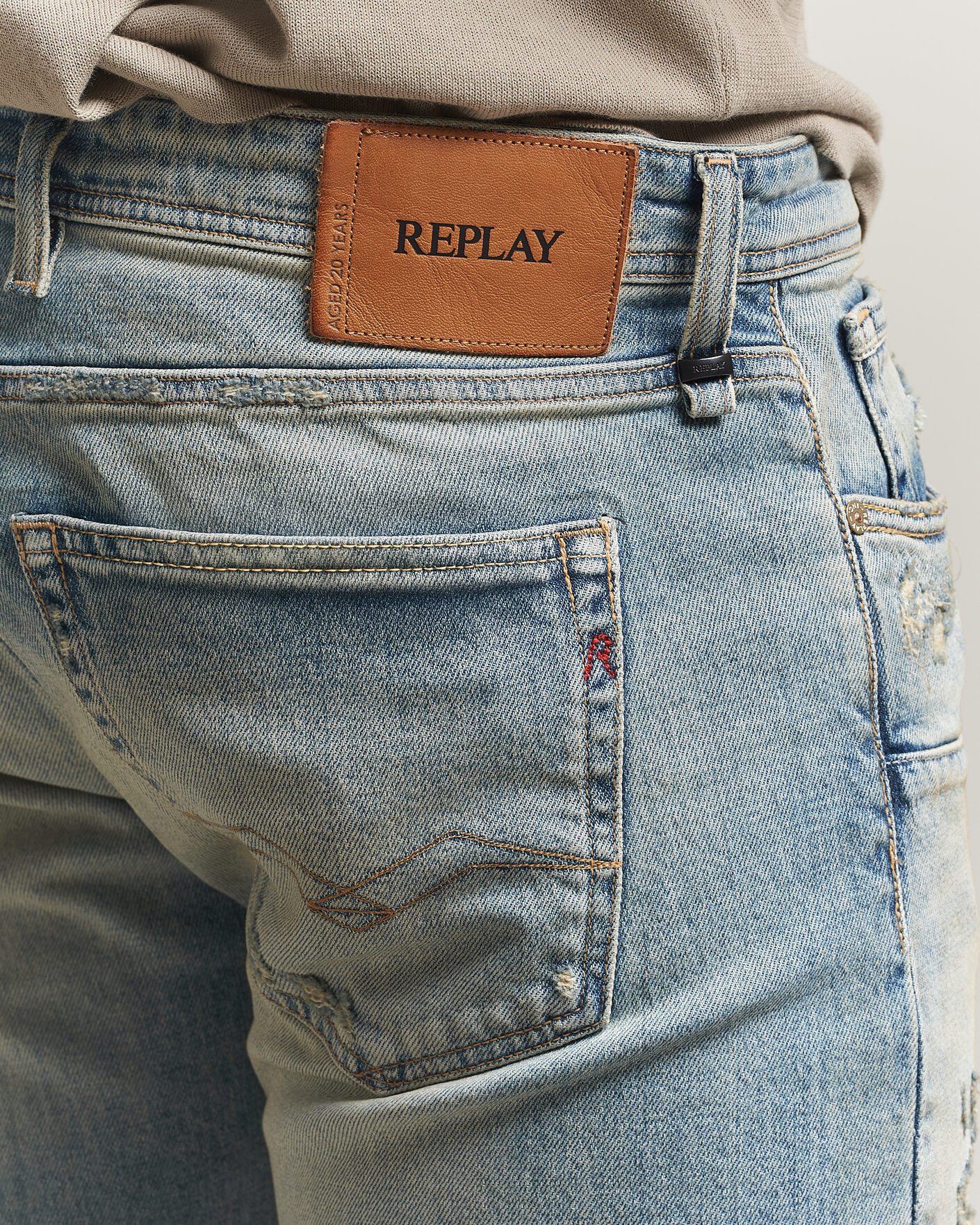 Herr | Byxor | Replay | Grover Sraight Fit 20 Years Wash Jeans Light Blue