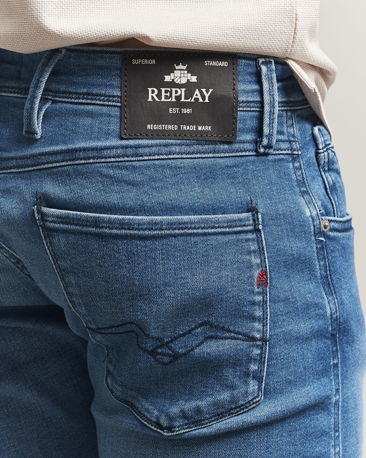 Herr | Byxor | Replay | Anbass Powerstretch Jeans Medium Blue