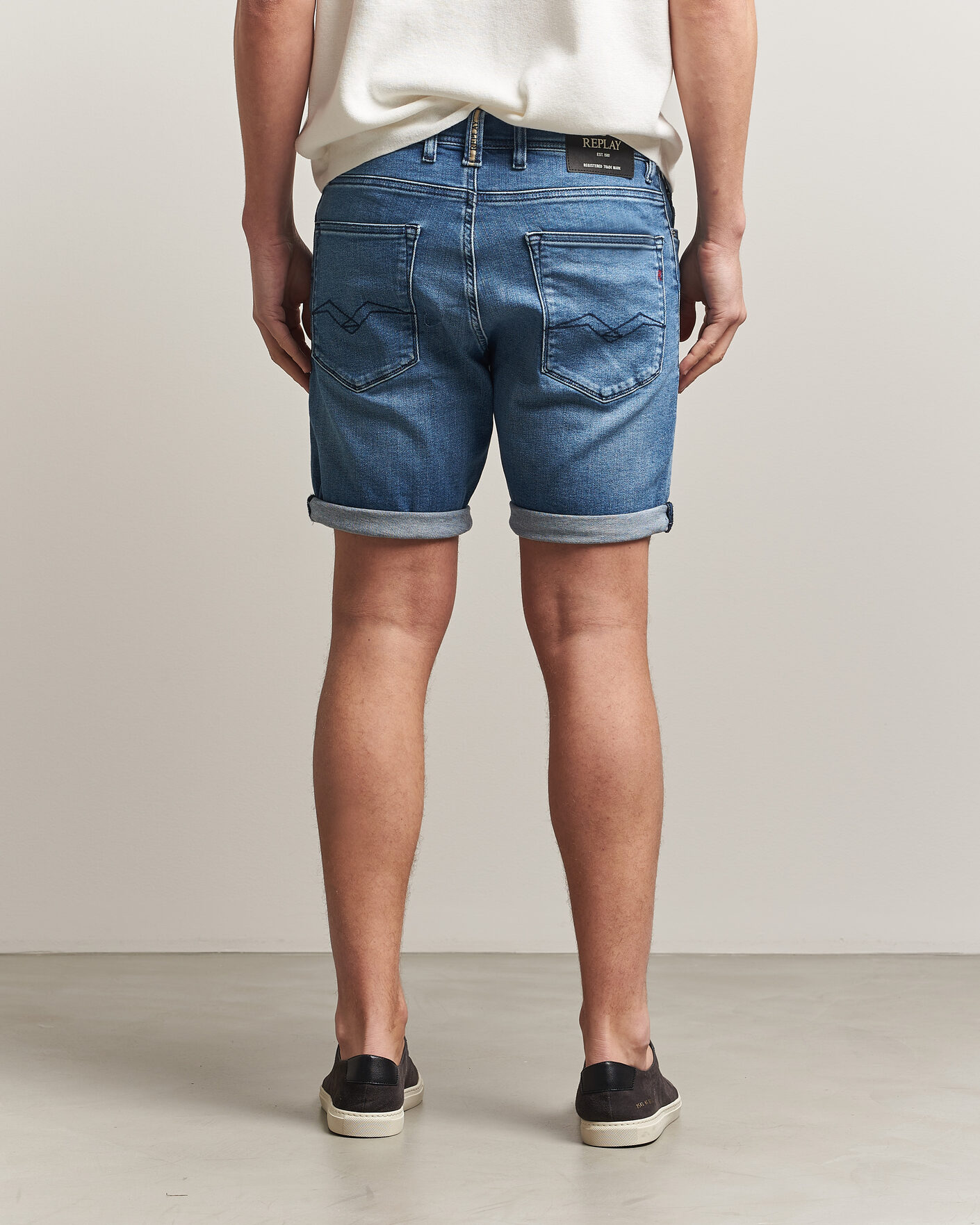 Herr | Shorts | Replay | RBJ981 Stretch Denim Shorts Light Blue