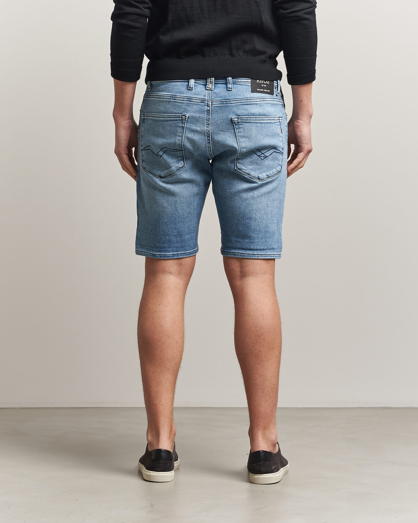 Herr | Shorts | Replay | RBJ981 Stretch Denim Shorts Light Blue