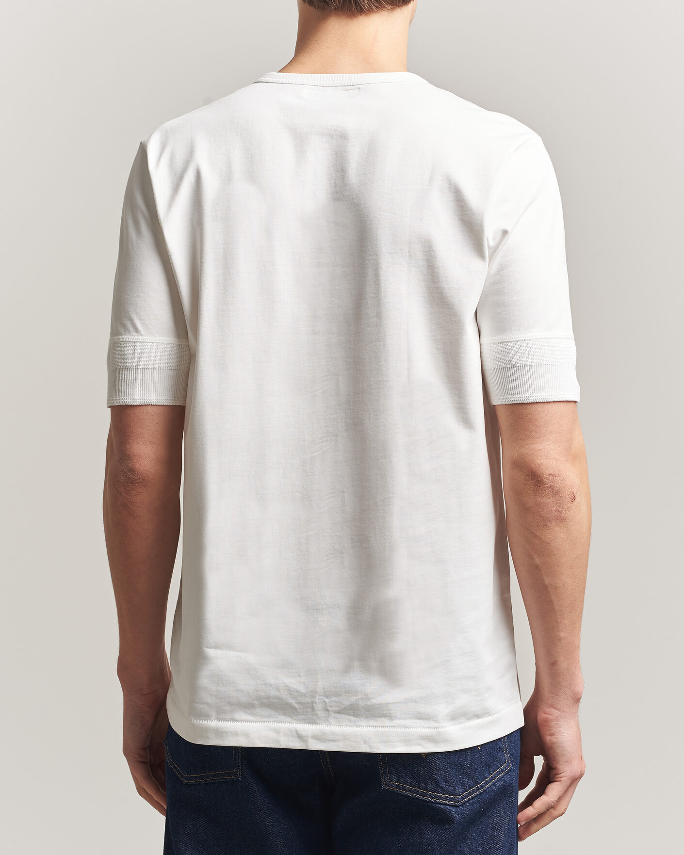 Herr | T-Shirts | Merz b. Schwanen | Classic Organic Cotton Short Sleeve Henley White