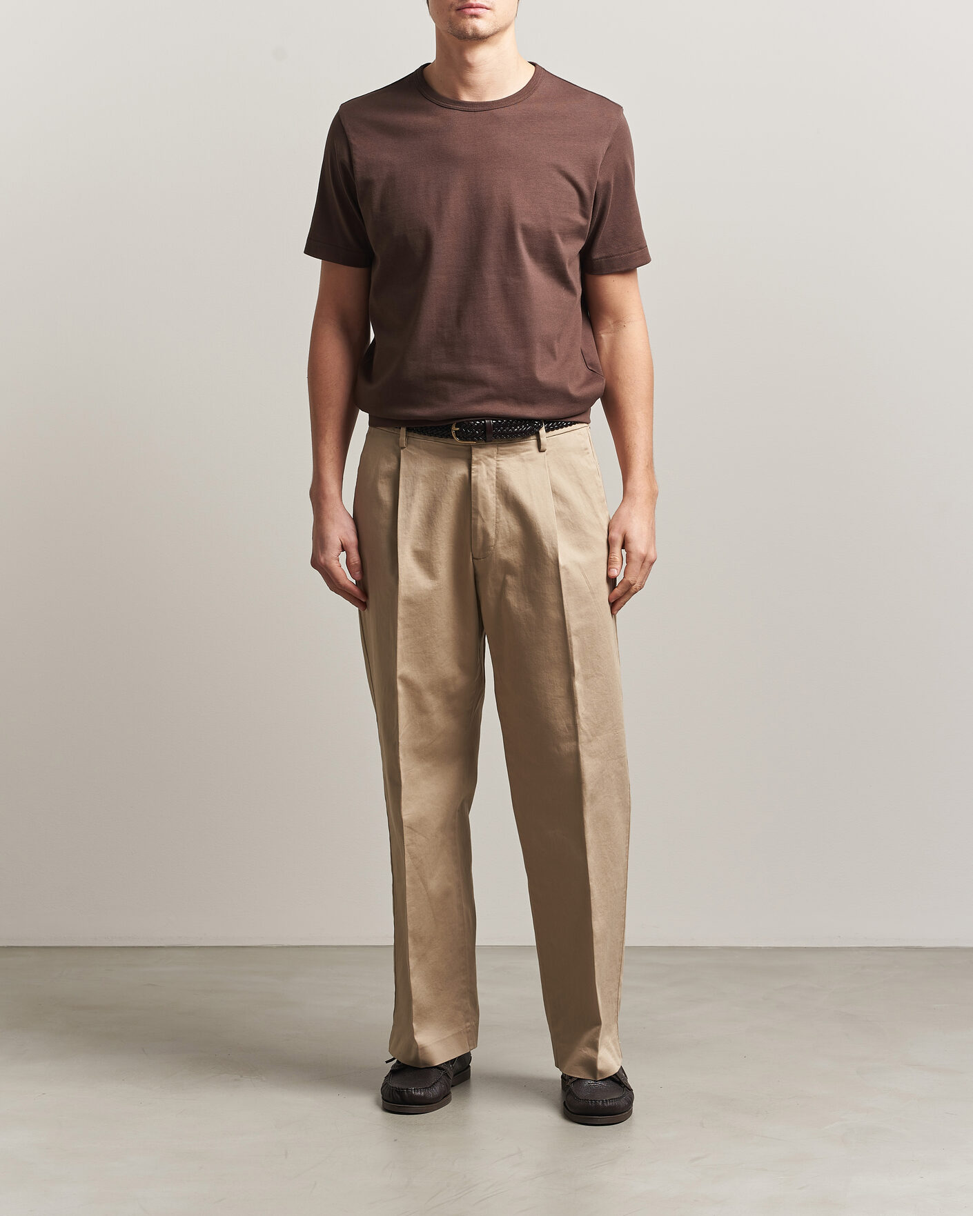 Herr | T-Shirts | Merz b. Schwanen | Classic Fit Sturdy T-Shirt Chocolate