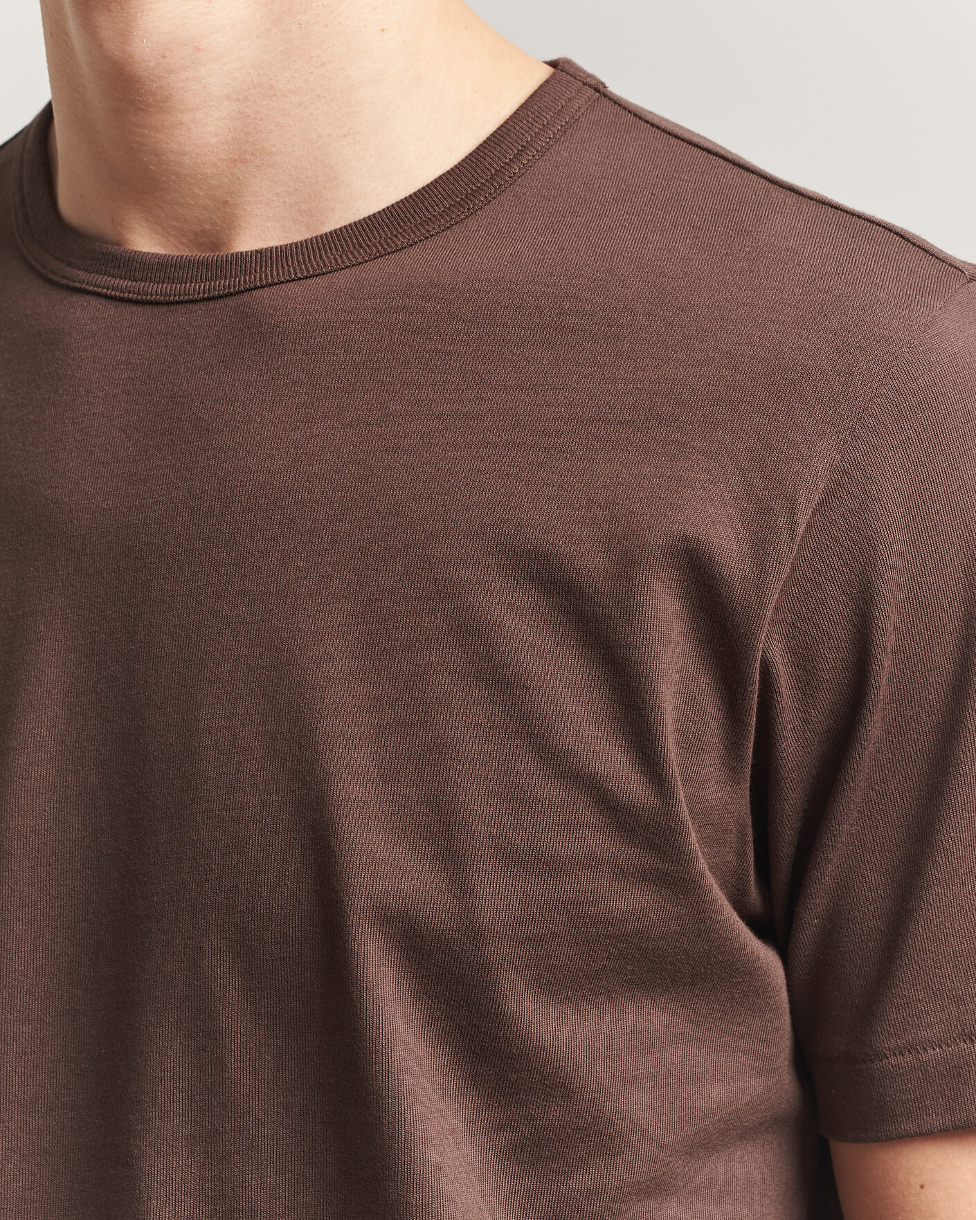 Herr | T-Shirts | Merz b. Schwanen | Classic Fit Sturdy Loopwheeled T-Shirt Chocolate