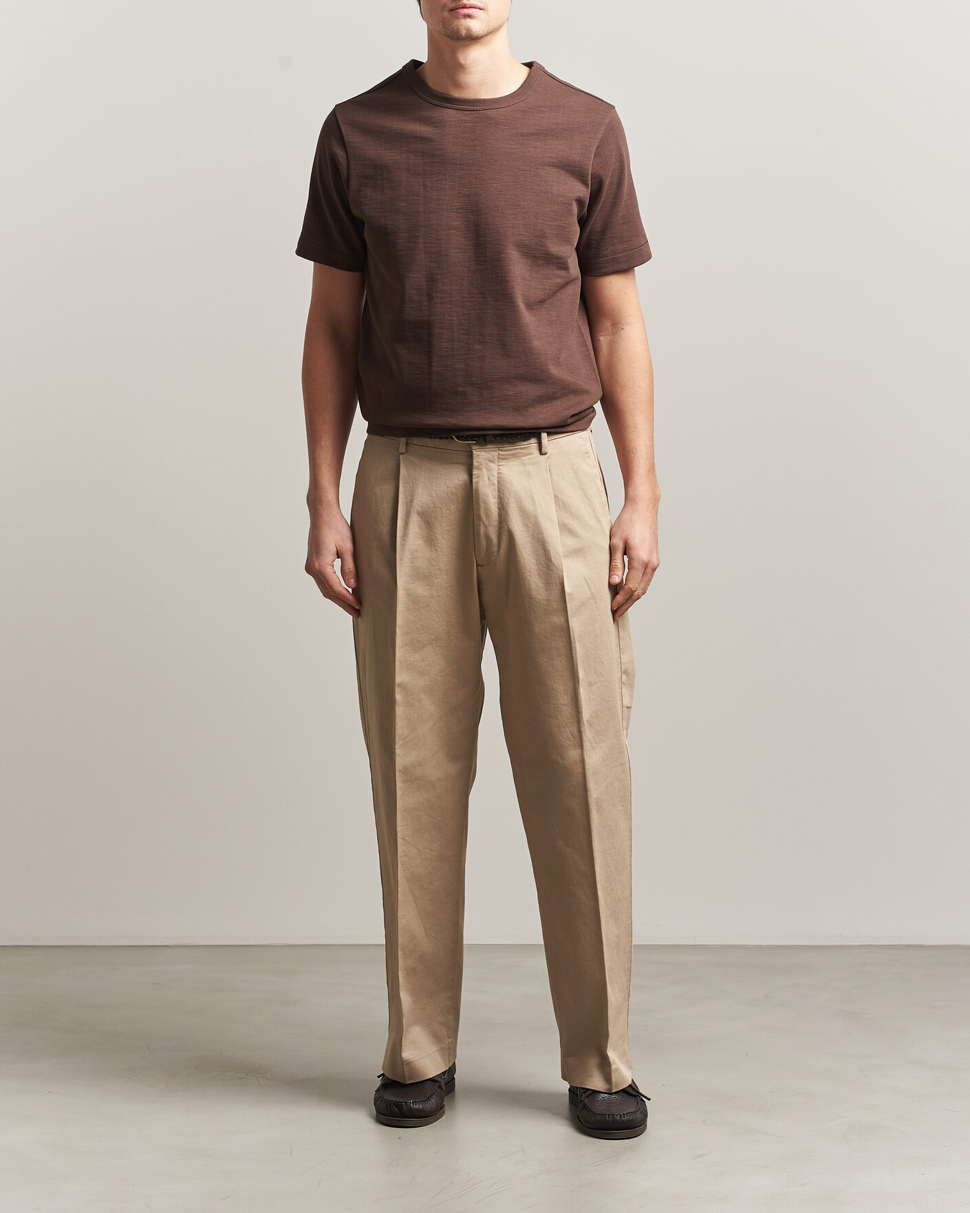 Herr | T-Shirts | Merz b. Schwanen | Relaxed Fit Loopwheeled Heavy T-Shirt Chocolate