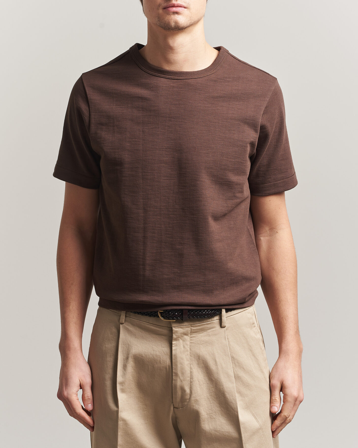 Herr | T-Shirts | Merz b. Schwanen | Relaxed Fit Loopwheeled Heavy T-Shirt Chocolate