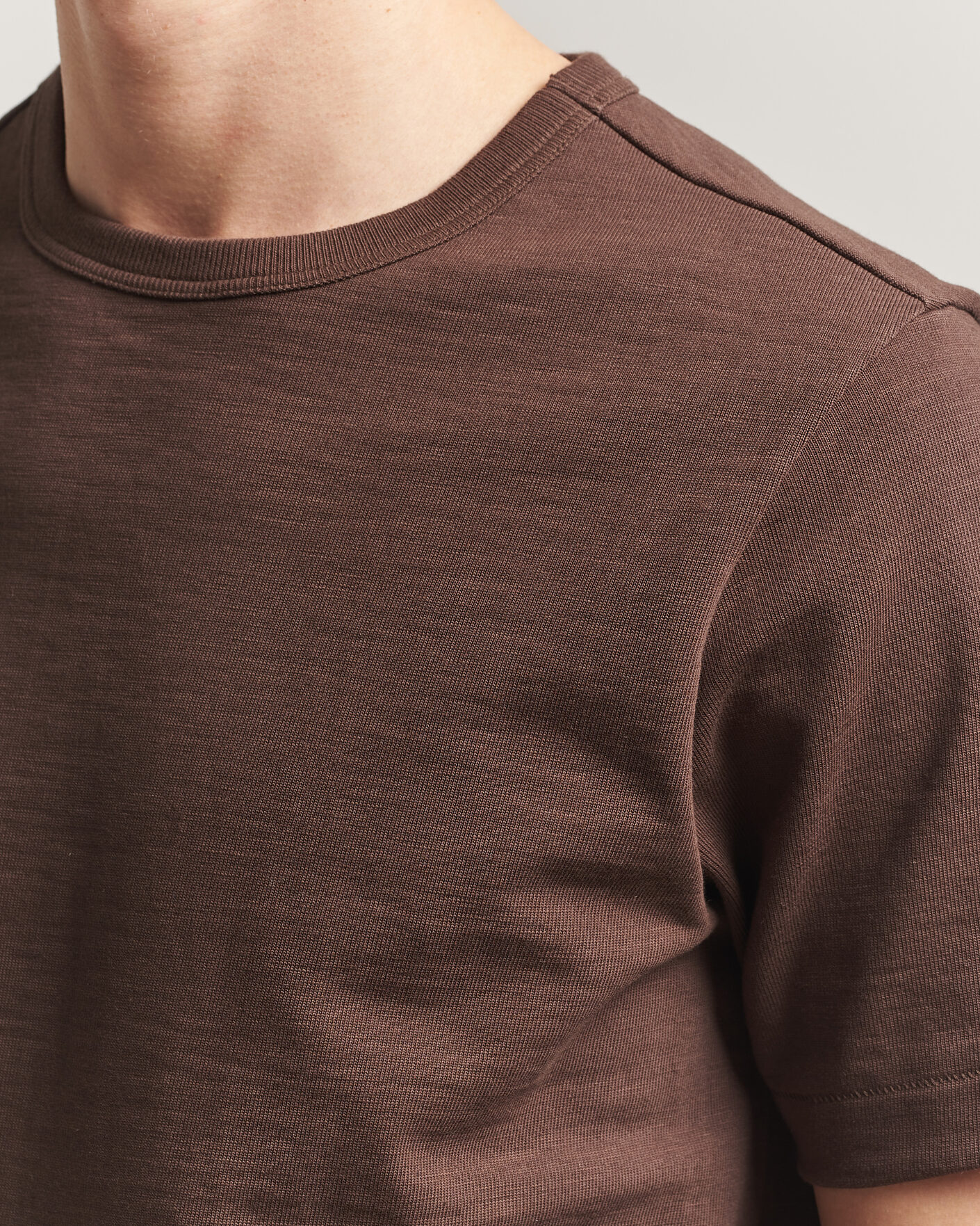 Herr | T-Shirts | Merz b. Schwanen | Relaxed Fit Loopwheeled Heavy T-Shirt Chocolate