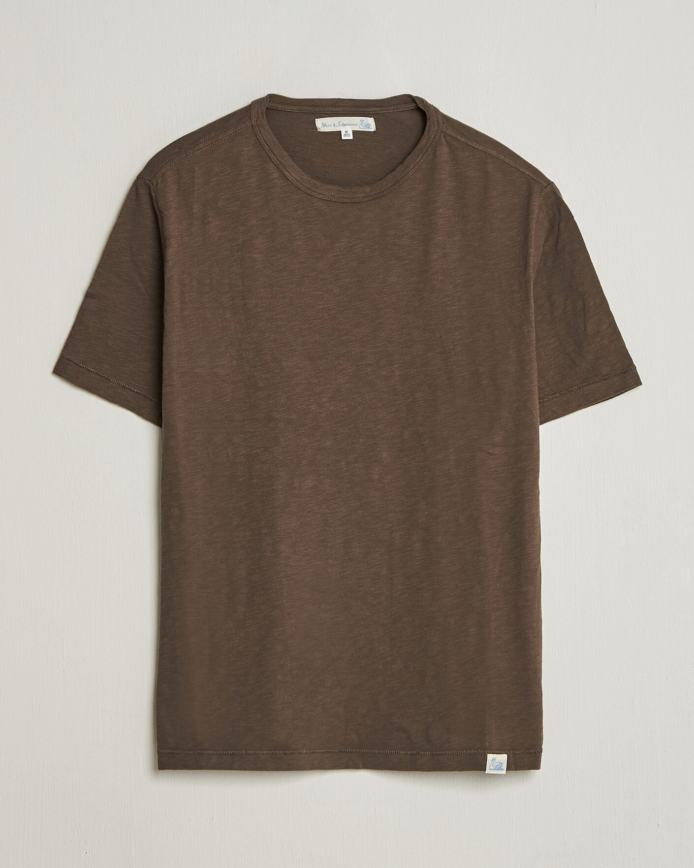 Herr | T-Shirts | Merz b. Schwanen | Organic Pima Cotton Slub Crew Neck T-Shirt Chocolate