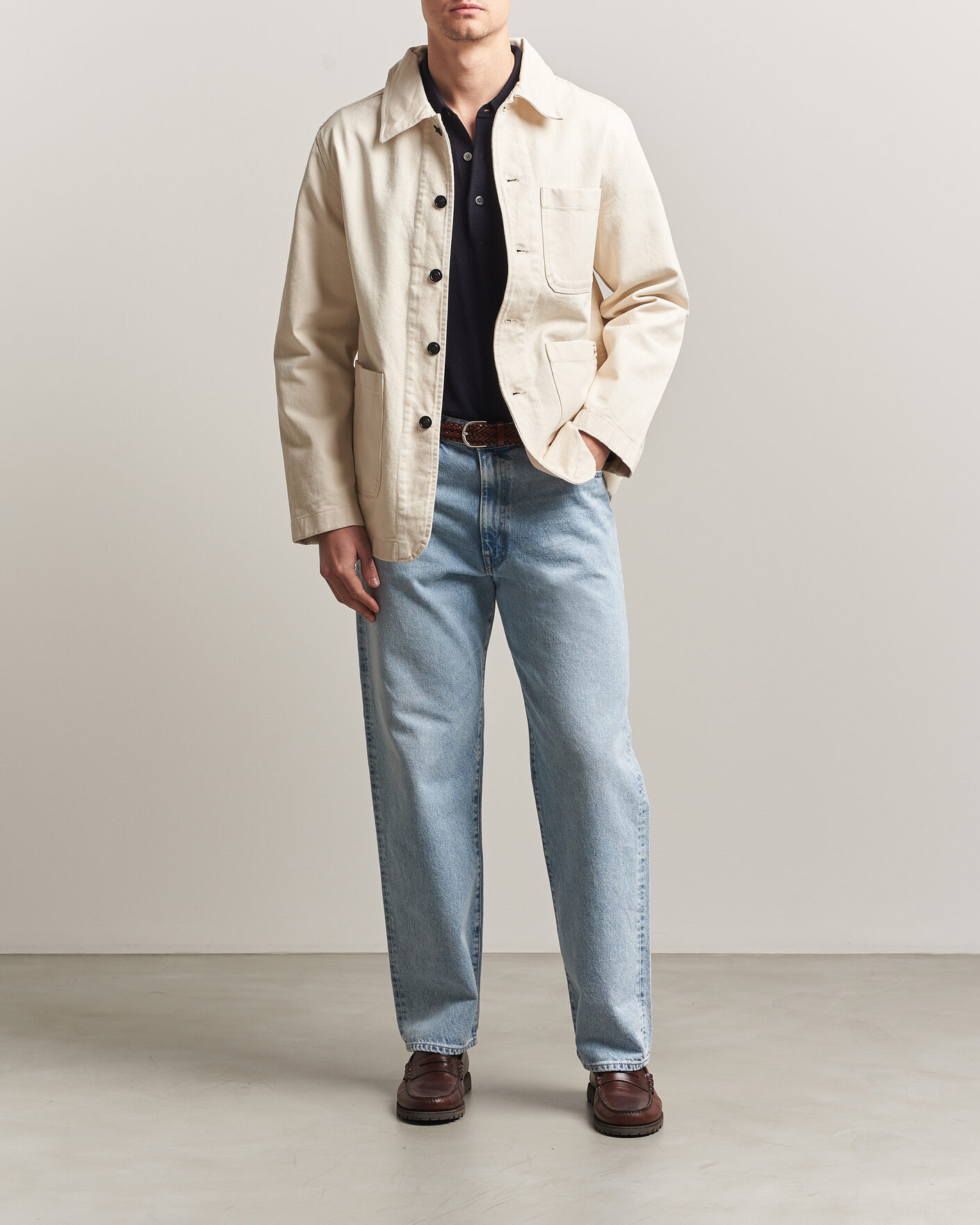 Herr | Skjortor | Merz b. Schwanen | Worker Cotton Twill Overshirt Nature