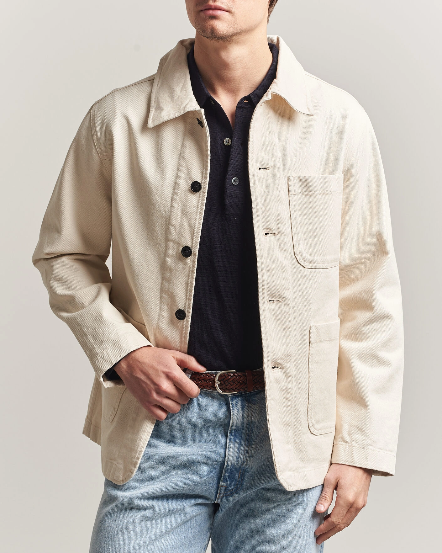 Herr | Skjortor | Merz b. Schwanen | Worker Cotton Twill Overshirt Nature