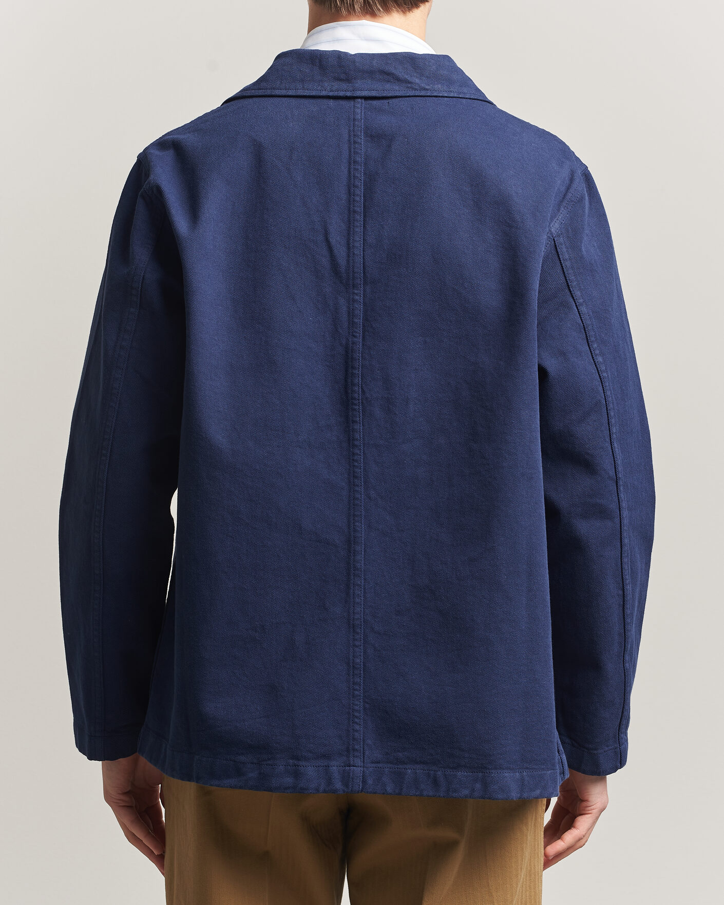 Herr | Skjortor | Merz b. Schwanen | Worker Cotton Twill Overshirt Ink Blue