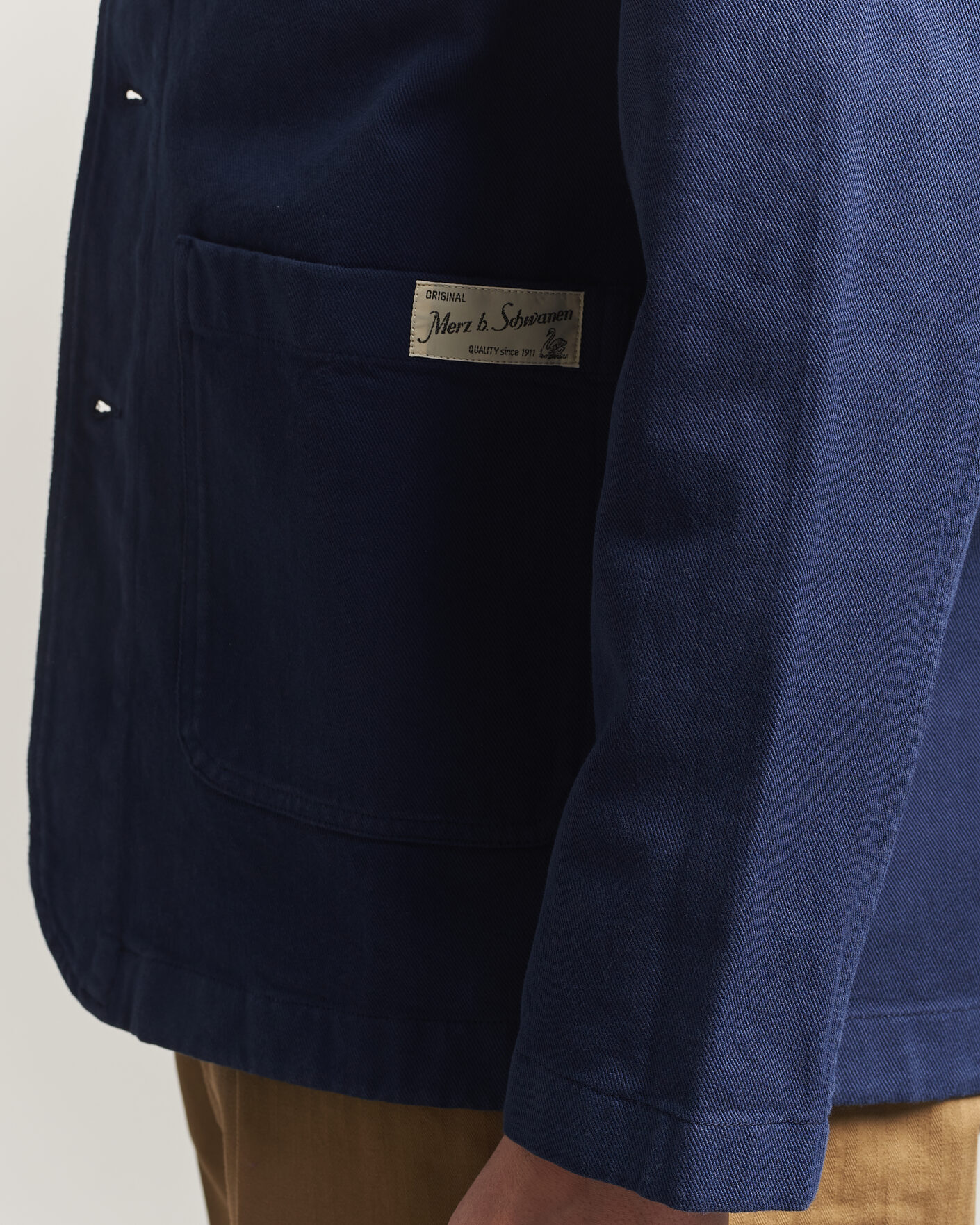 Herr | Skjortor | Merz b. Schwanen | Worker Cotton Twill Overshirt Ink Blue