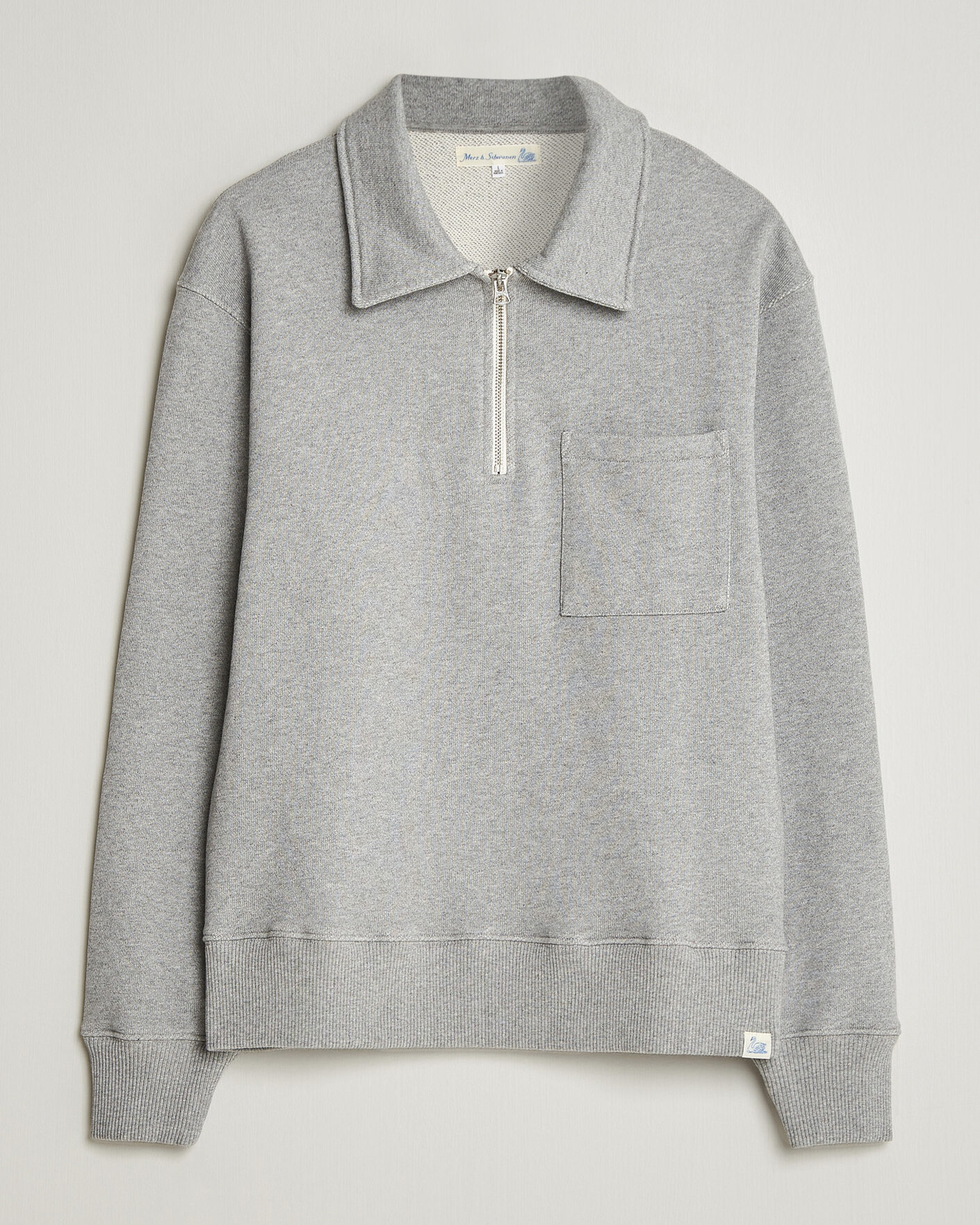 Herr | Tröjor | Merz b. Schwanen | Classic Fit Authentic Fleece Half Zip Grey Melange