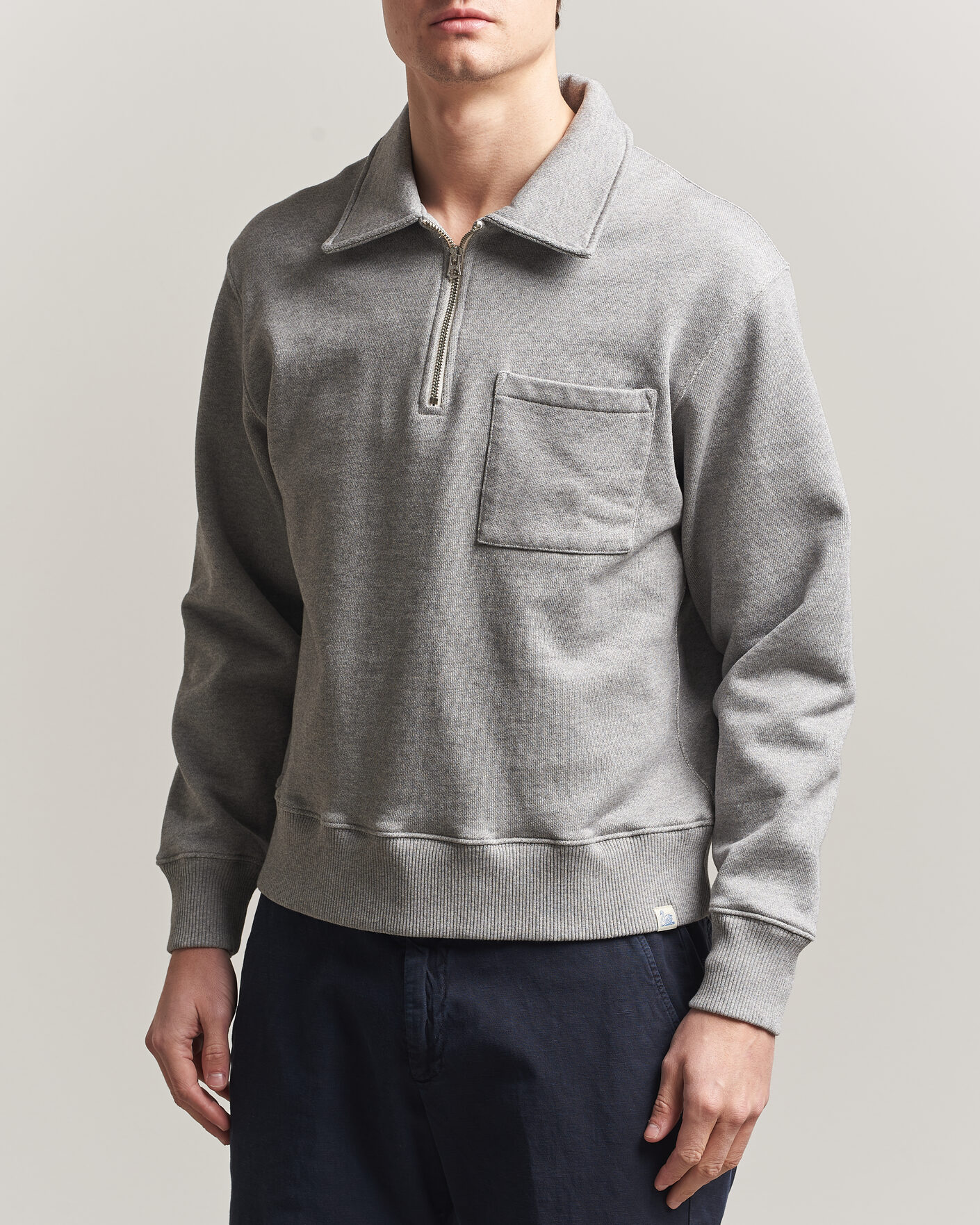 Herr | Tröjor | Merz b. Schwanen | Classic Fit Authentic Fleece Half Zip Grey Melange