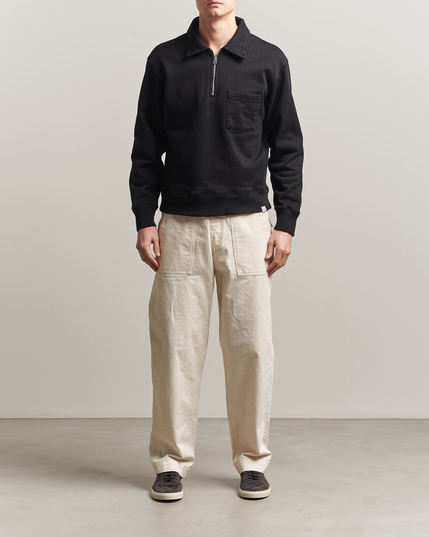 Herr | Tröjor | Merz b. Schwanen | Classic Fit Authentic Fleece Half Zip Black