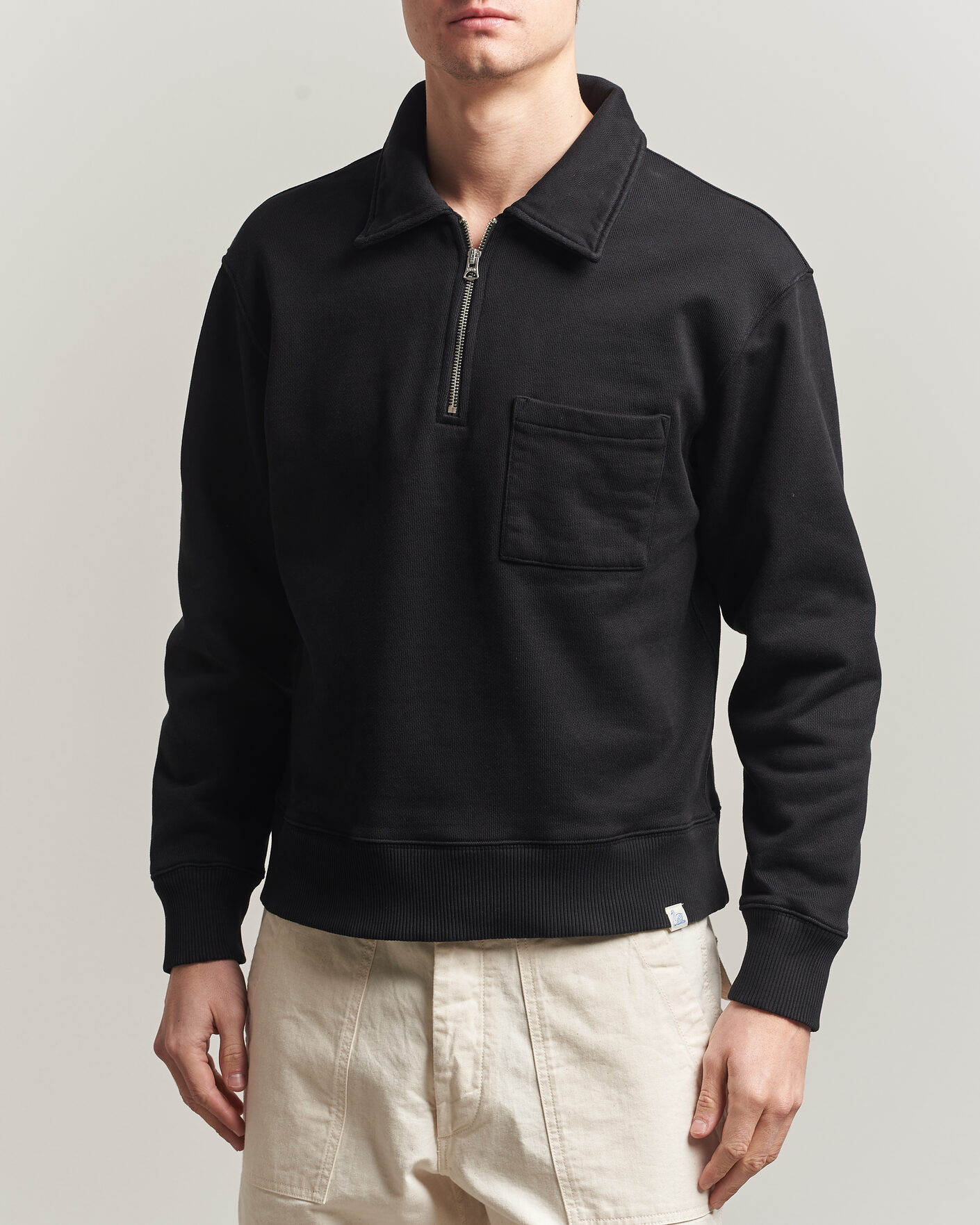 Herr | Tröjor | Merz b. Schwanen | Classic Fit Authentic Fleece Half Zip Black