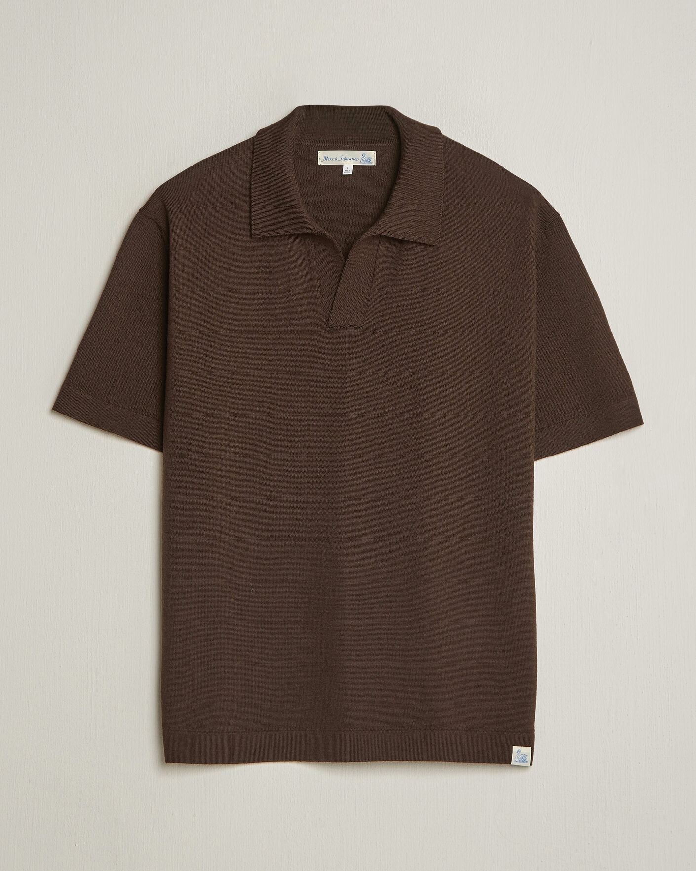 Herr | Pikéer | Merz b. Schwanen | Relaxed Fit Merino Knitted Polo Coffee