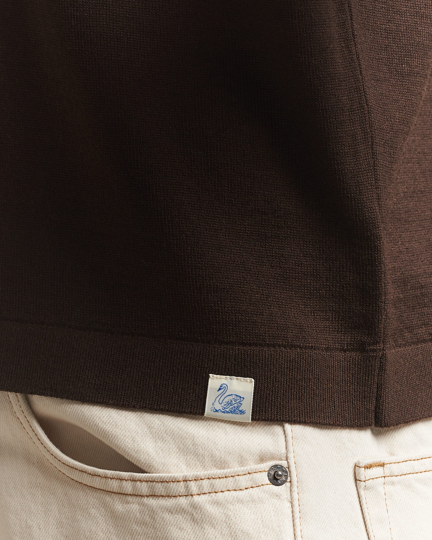 Herr | Pikéer | Merz b. Schwanen | Relaxed Fit Merino Knitted Polo Coffee