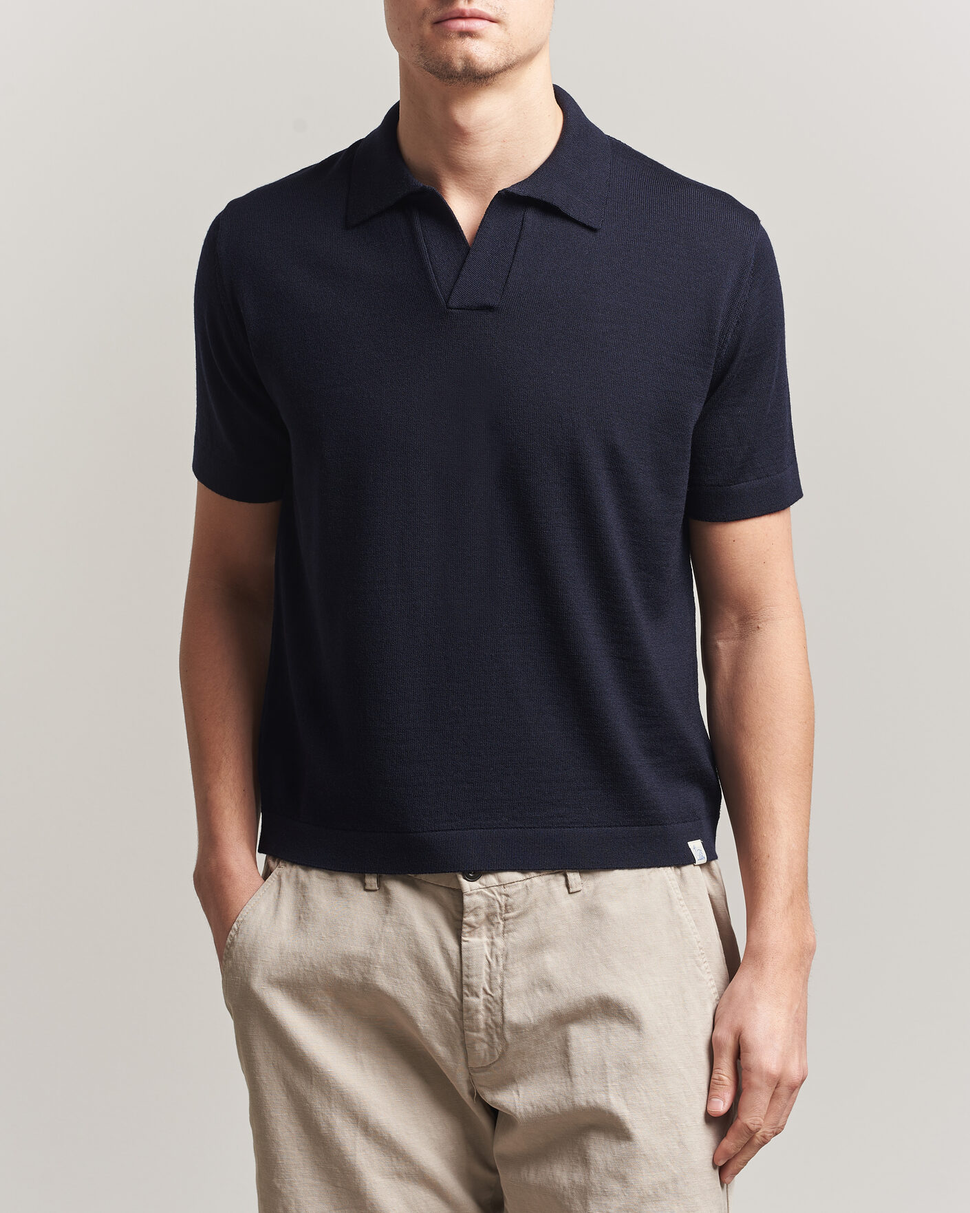 Herr | Pikéer | Merz b. Schwanen | Relaxed Fit Merino Knitted Polo Dark Navy