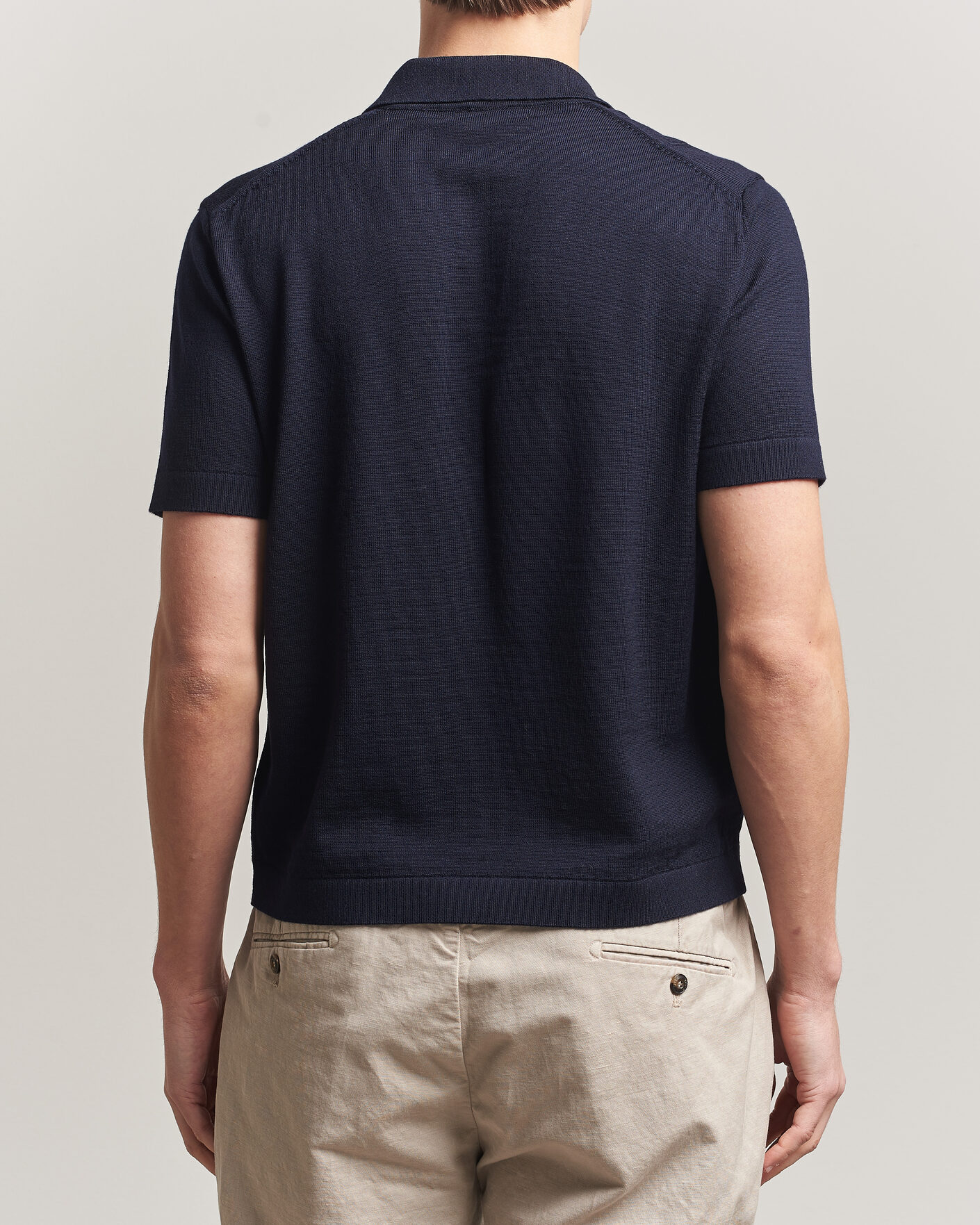 Herr | Pikéer | Merz b. Schwanen | Relaxed Fit Merino Knitted Polo Dark Navy