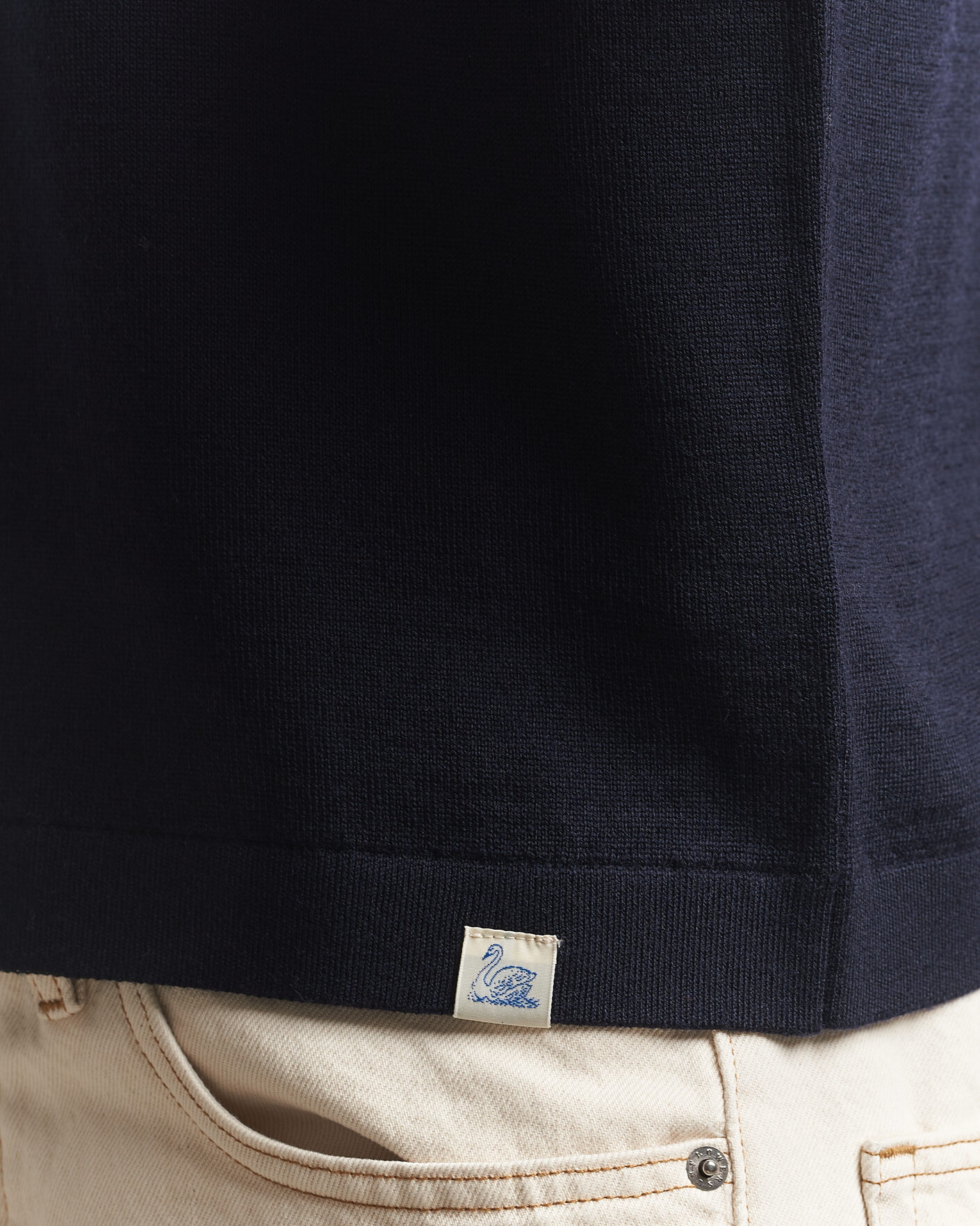 Herr | T-Shirts | Merz b. Schwanen | Relaxed Fit Merino Knitted T-Shirt Dark Navy