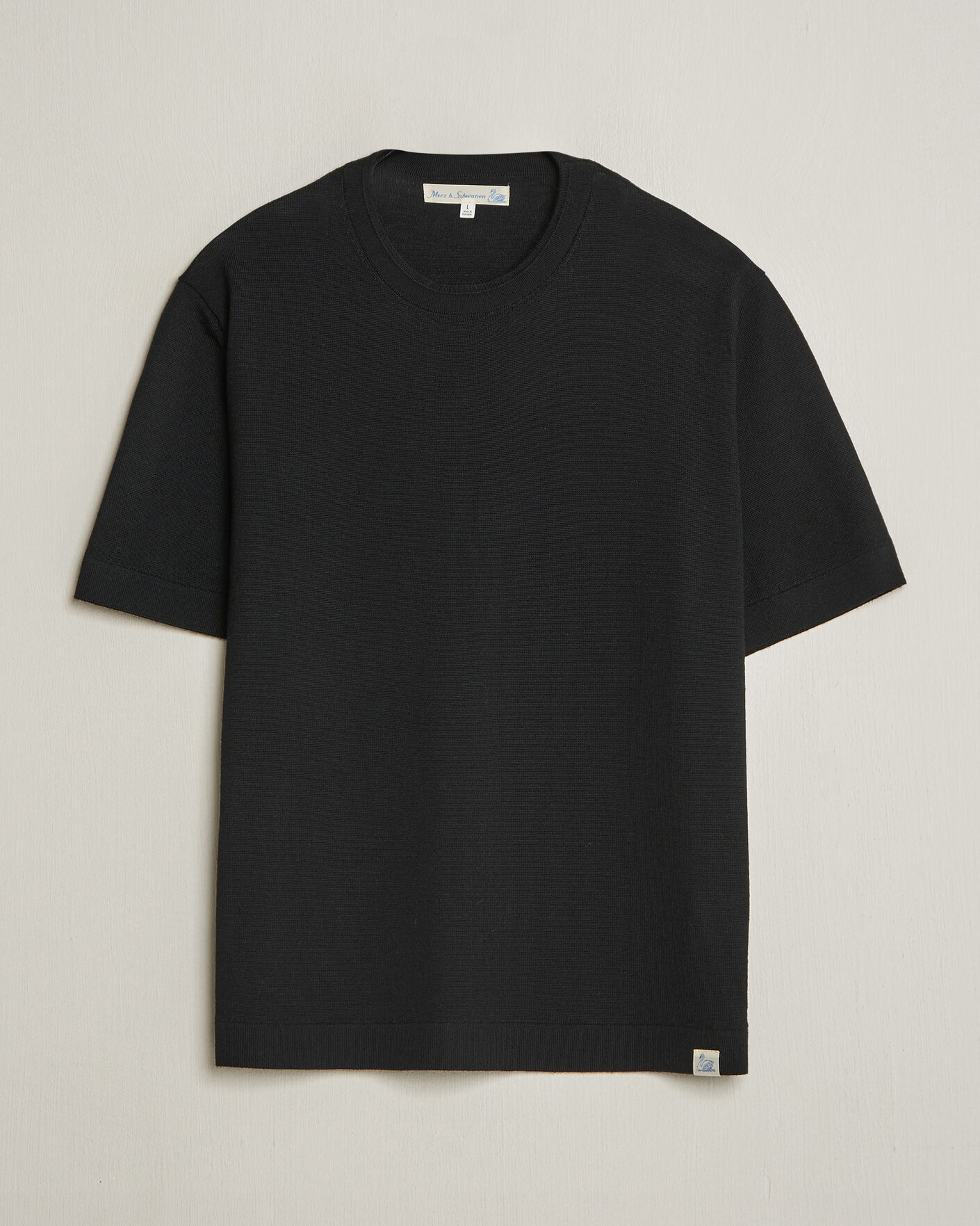 Herr | T-Shirts | Merz b. Schwanen | Relaxed Fit Merino Knitted T-Shirt Black