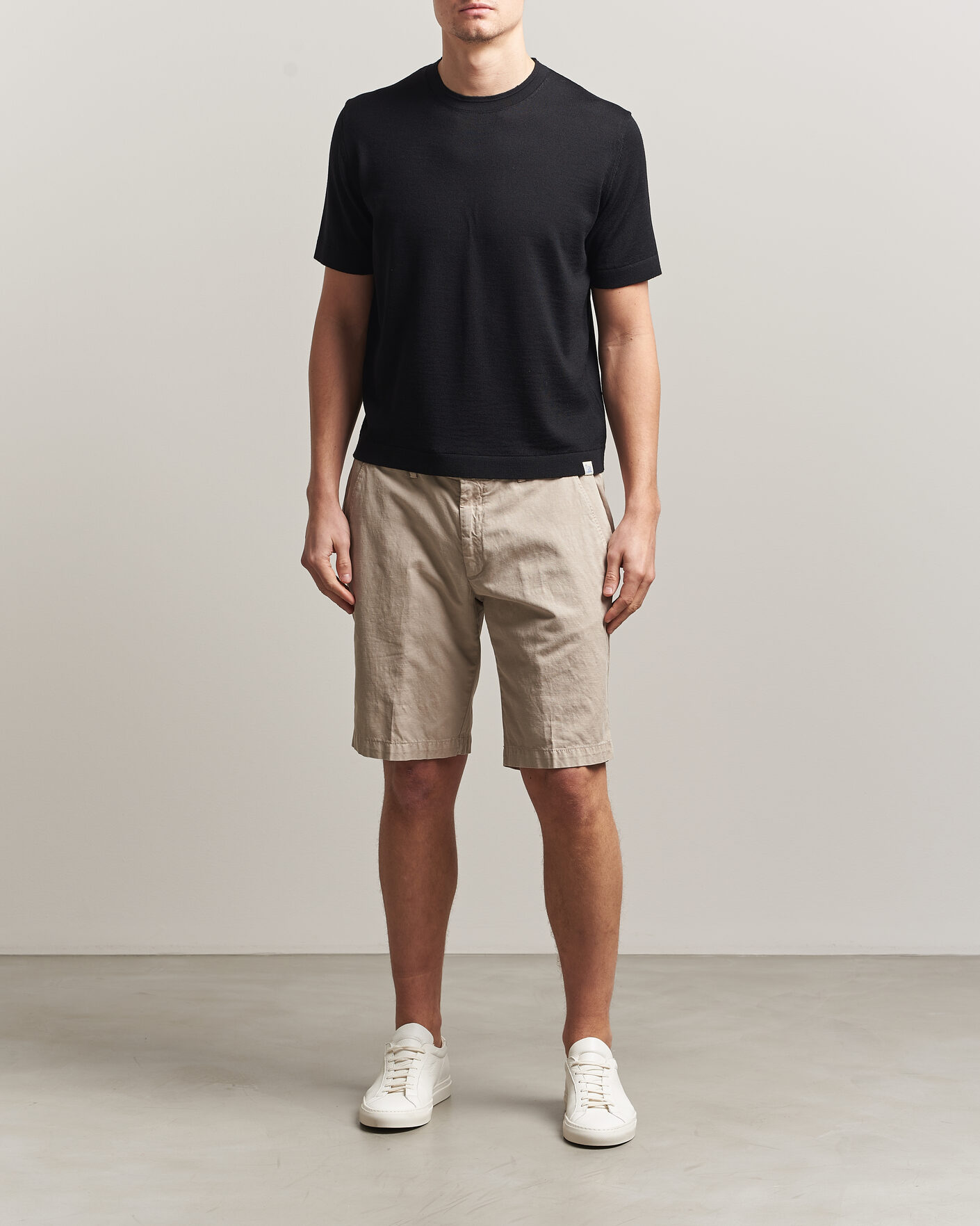 Herr | T-Shirts | Merz b. Schwanen | Relaxed Fit Merino Knitted T-Shirt Black