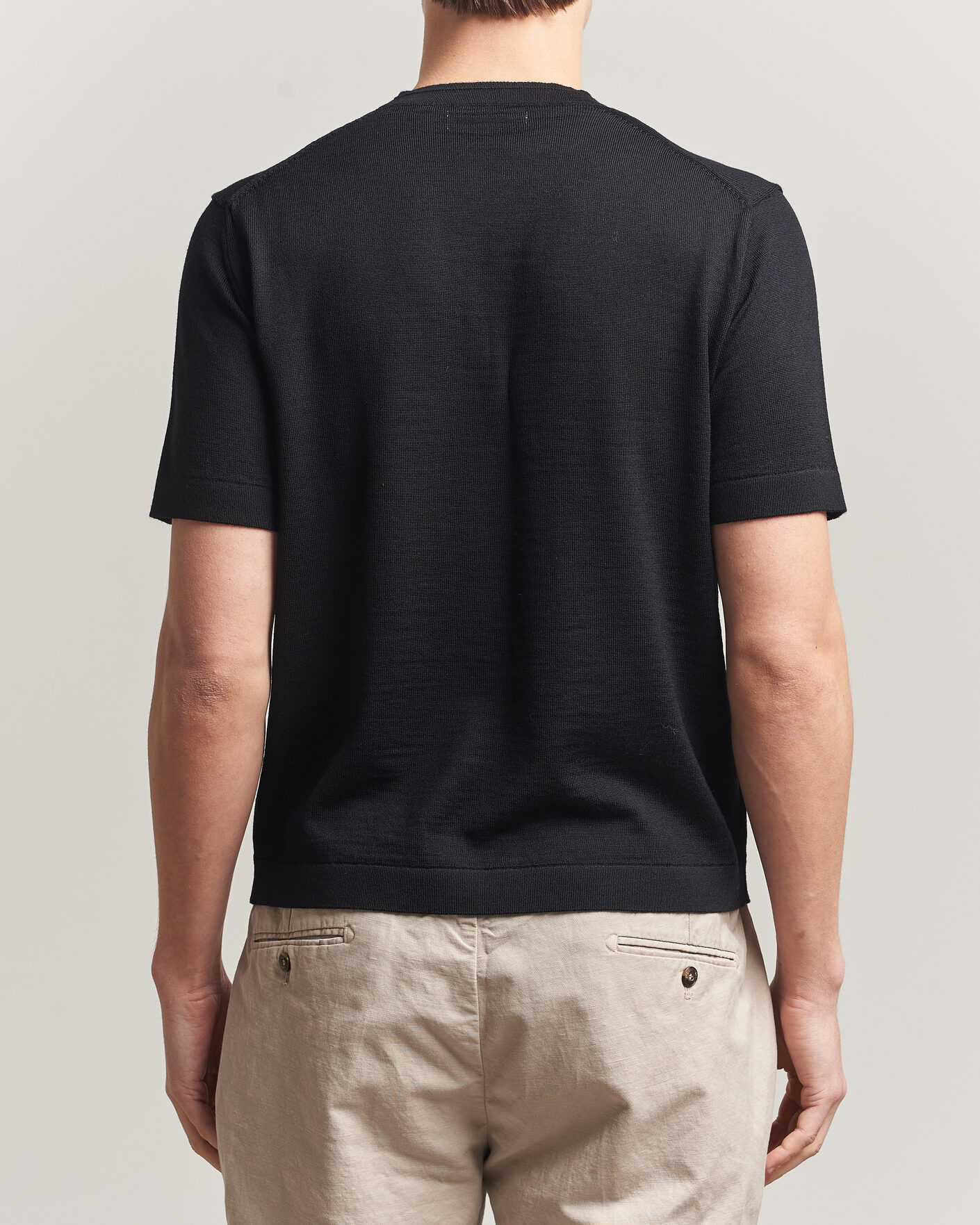 Herr | T-Shirts | Merz b. Schwanen | Relaxed Fit Merino Knitted T-Shirt Black