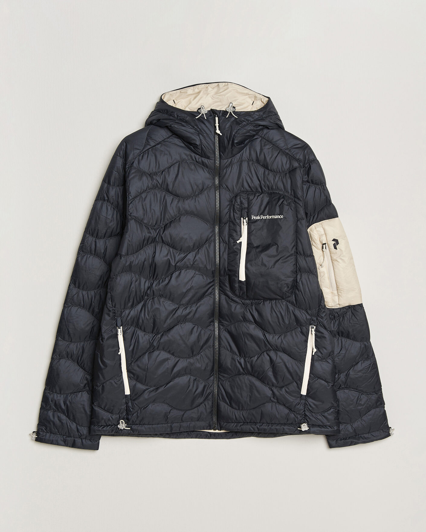 Herr | Jackor | Peak Performance | Helium Utility Down Hooded Jacket Black/Sand Fog