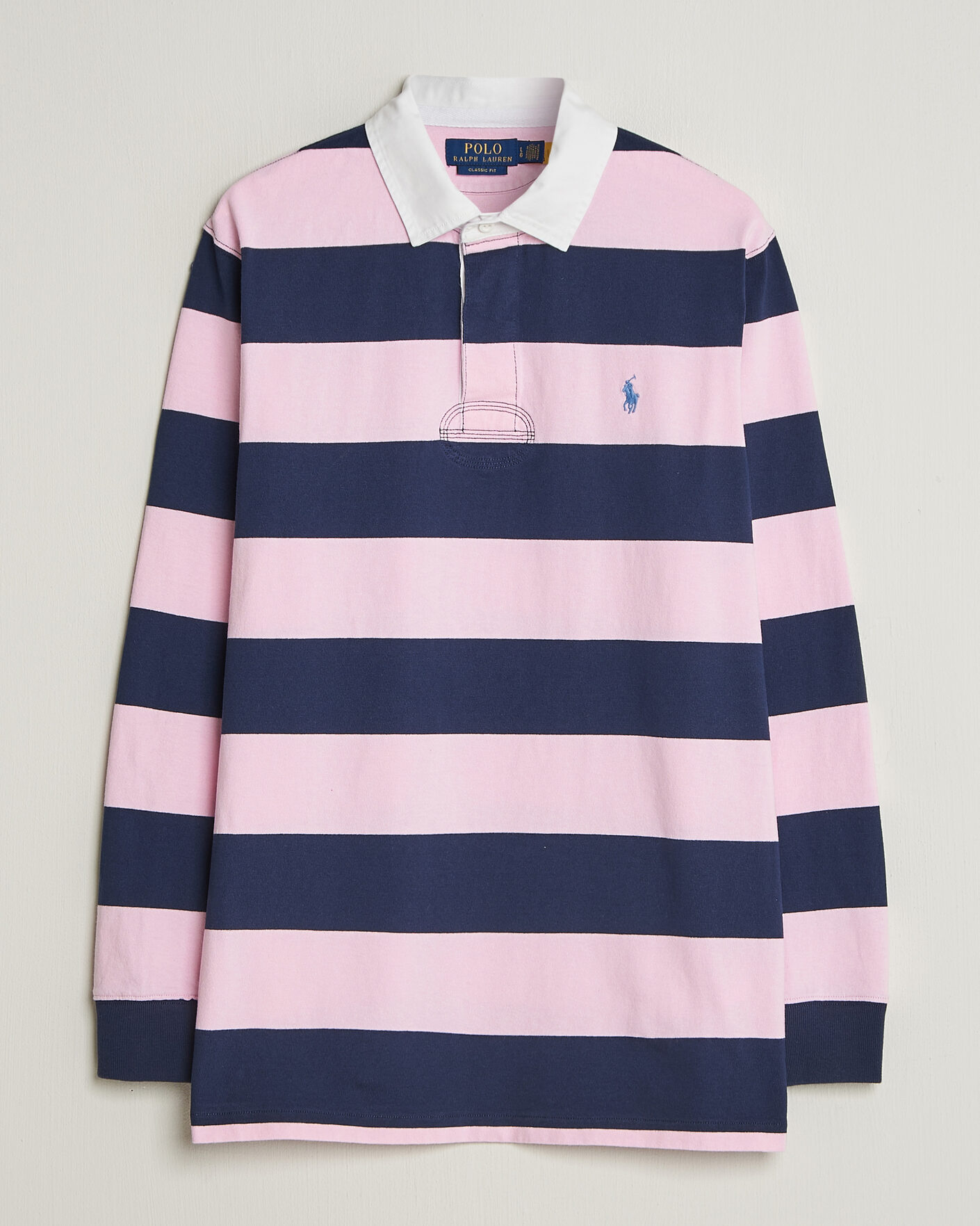 Herr | Tröjor | Polo Ralph Lauren | Jersey Striped Rugger Carmel Pink/Newport Navy